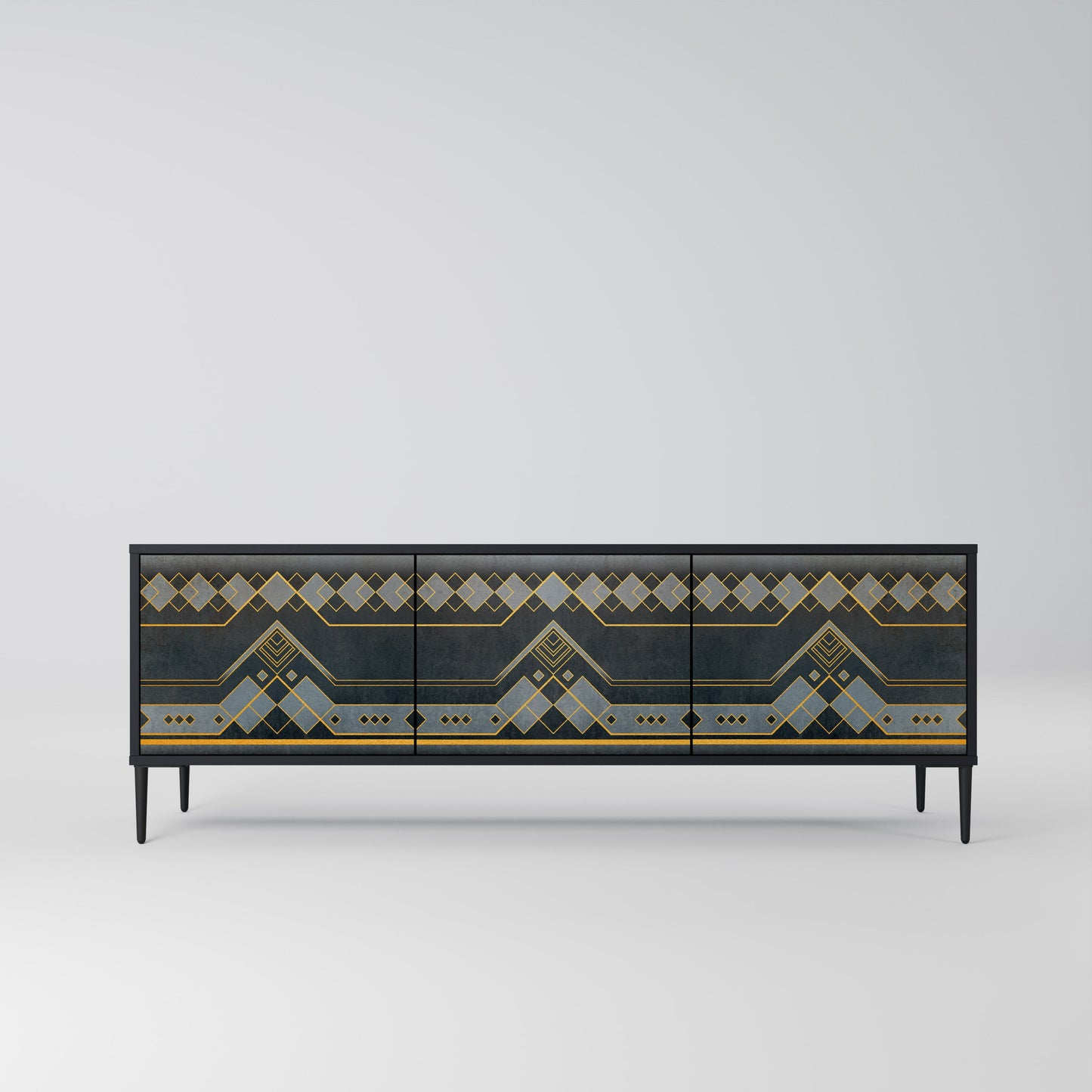 ROYAL ORDINARINESS 3-Door TV Stand in Black Finish