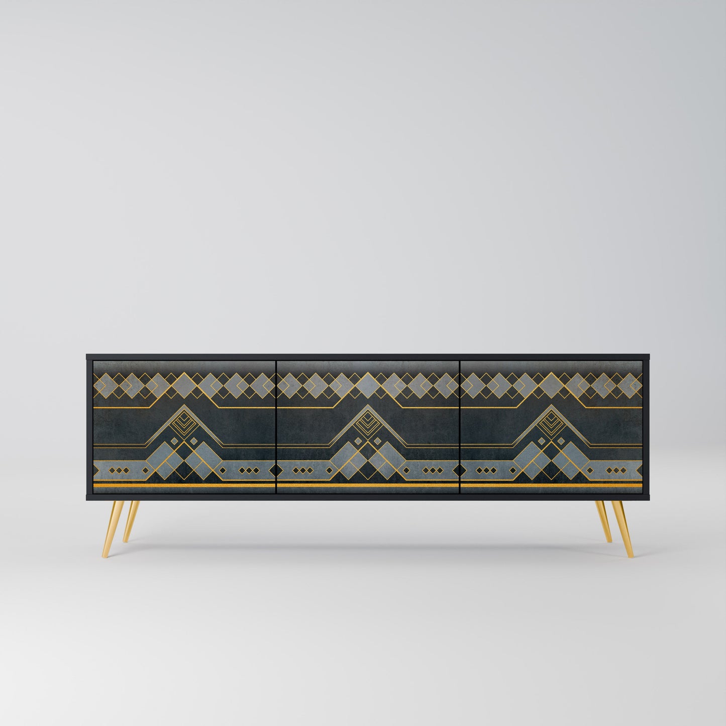 ROYAL ORDINARINESS 3-Door TV Stand in Black Finish