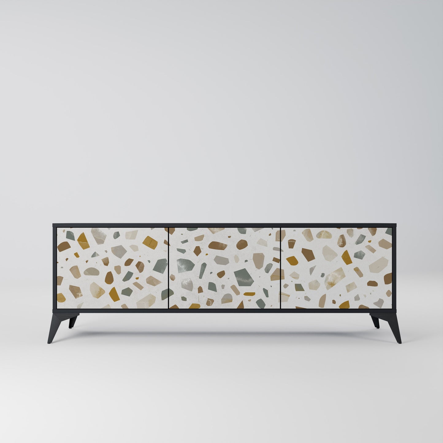 PIECES OF TOMORROW 3-Door TV Stand in Black Finish