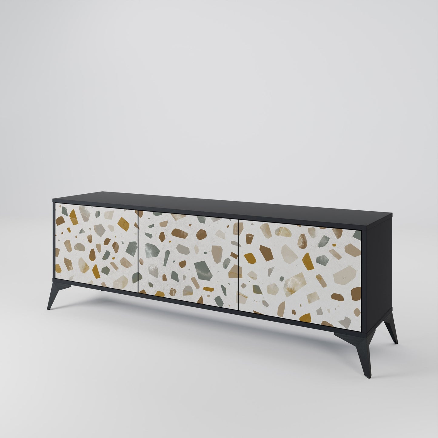 PIECES OF TOMORROW 3-Door TV Stand in Black Finish