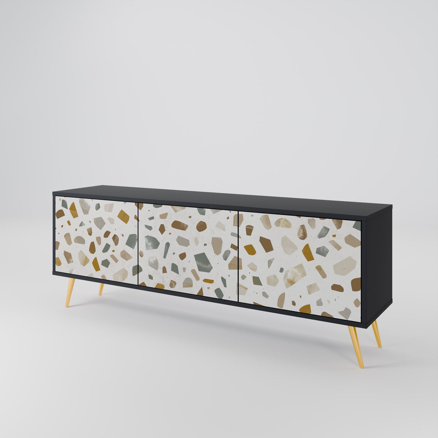 PIECES OF TOMORROW 3-Door TV Stand in Black Finish