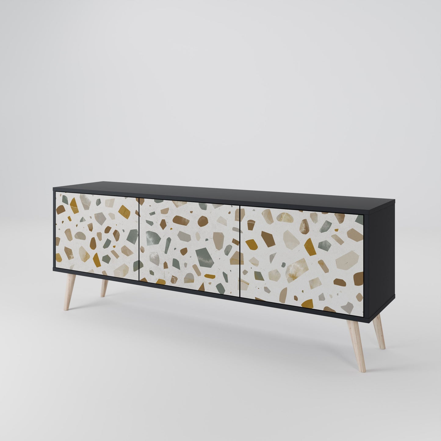 PIECES OF TOMORROW 3-Door TV Stand in Black Finish