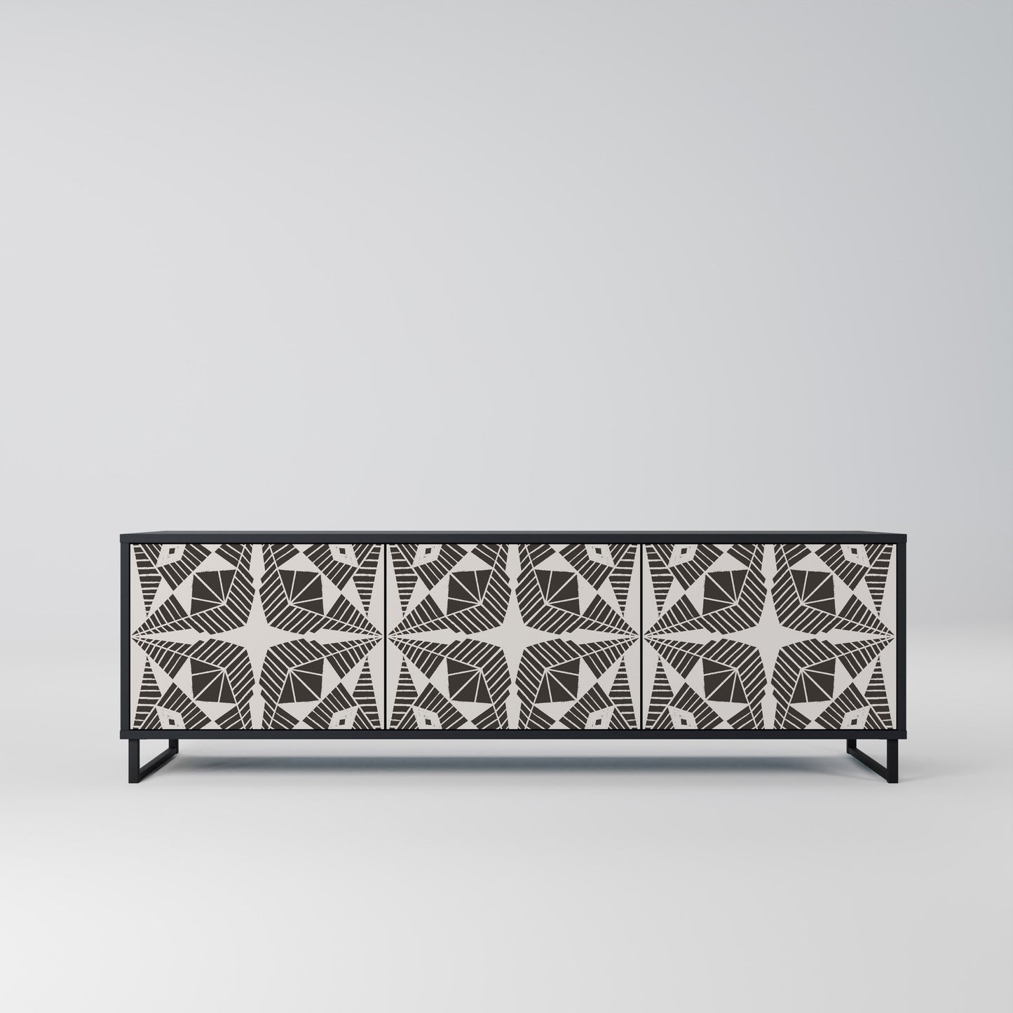 MONOCHROME NEXUS TV-bänk med 3 dörrar i svart finish