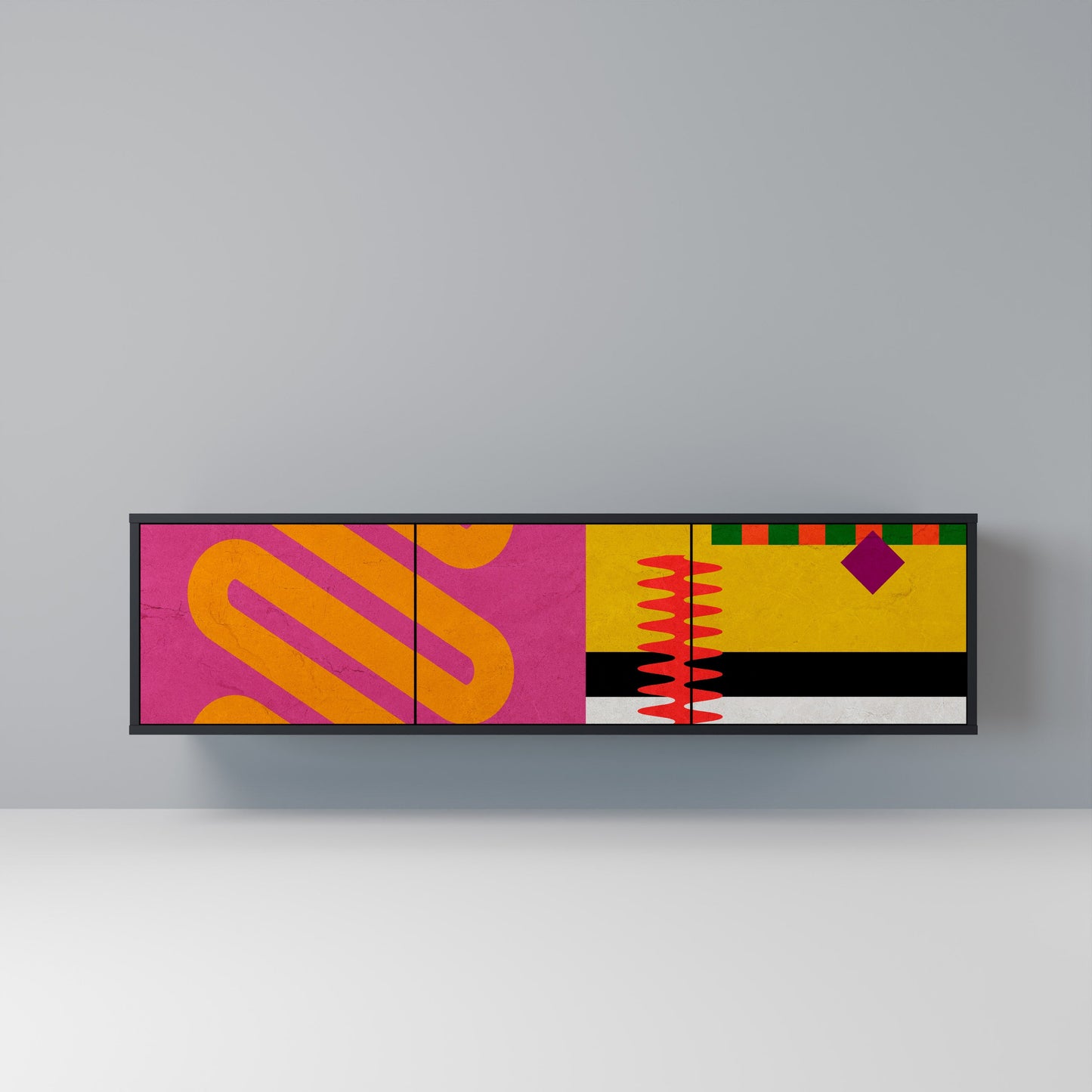 VIVID ART TV-bänk med 3 dörrar i svart finish