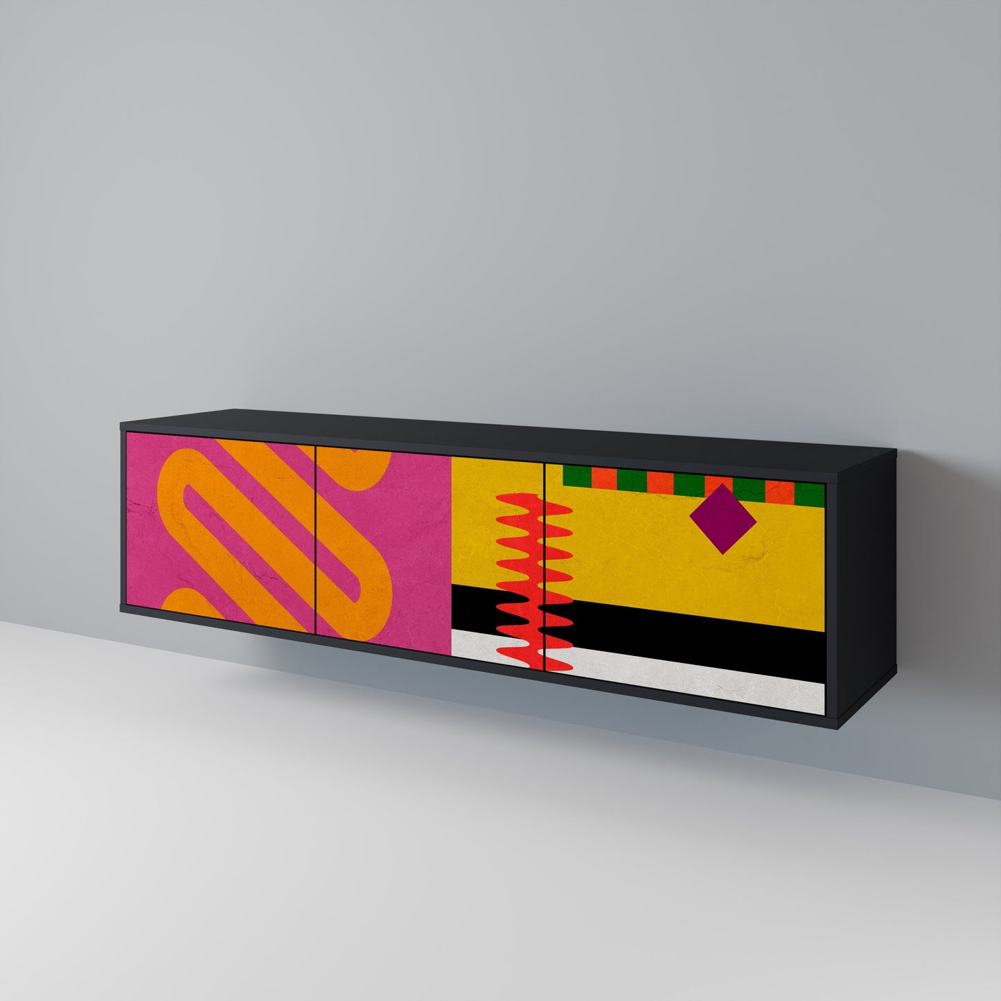 VIVID ART TV-bänk med 3 dörrar i svart finish
