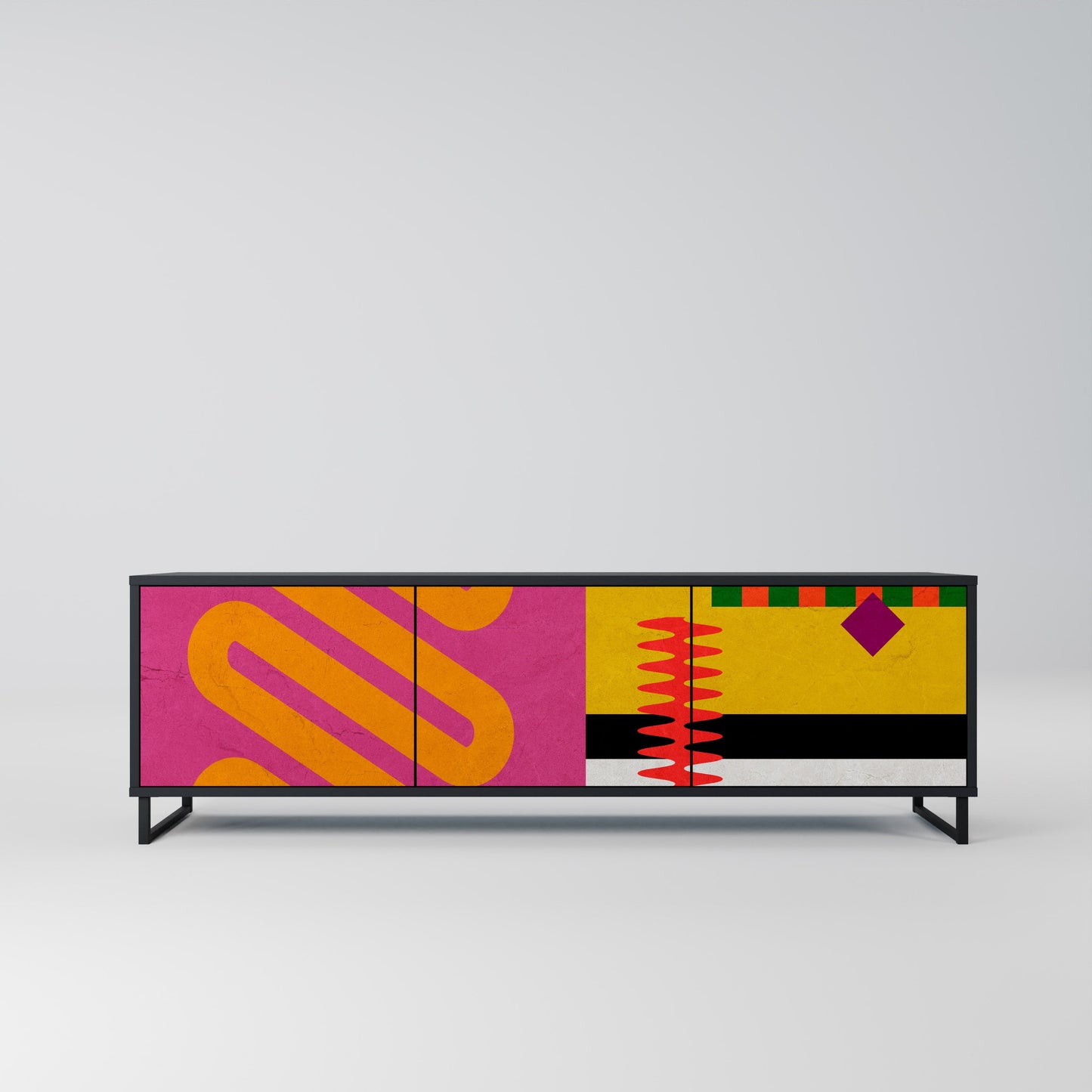 VIVID ART TV-bänk med 3 dörrar i svart finish