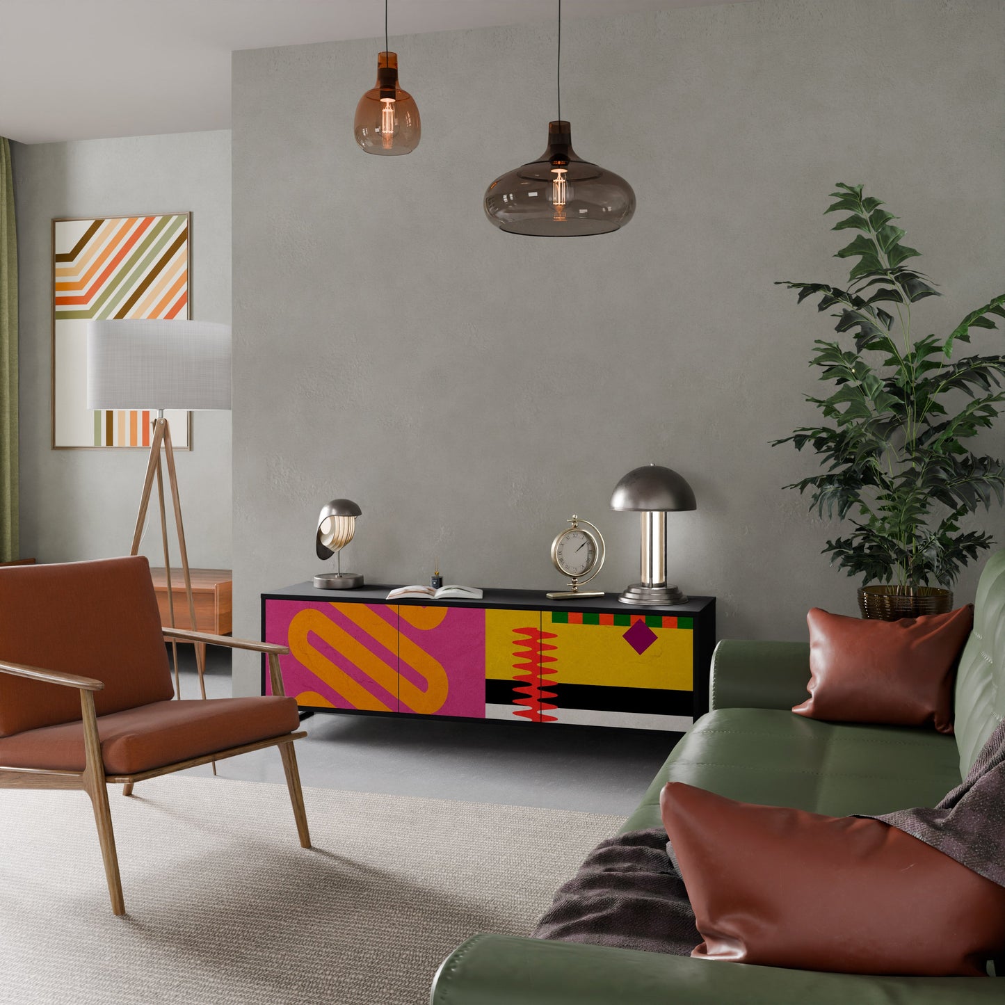 VIVID ART TV-bänk med 3 dörrar i svart finish