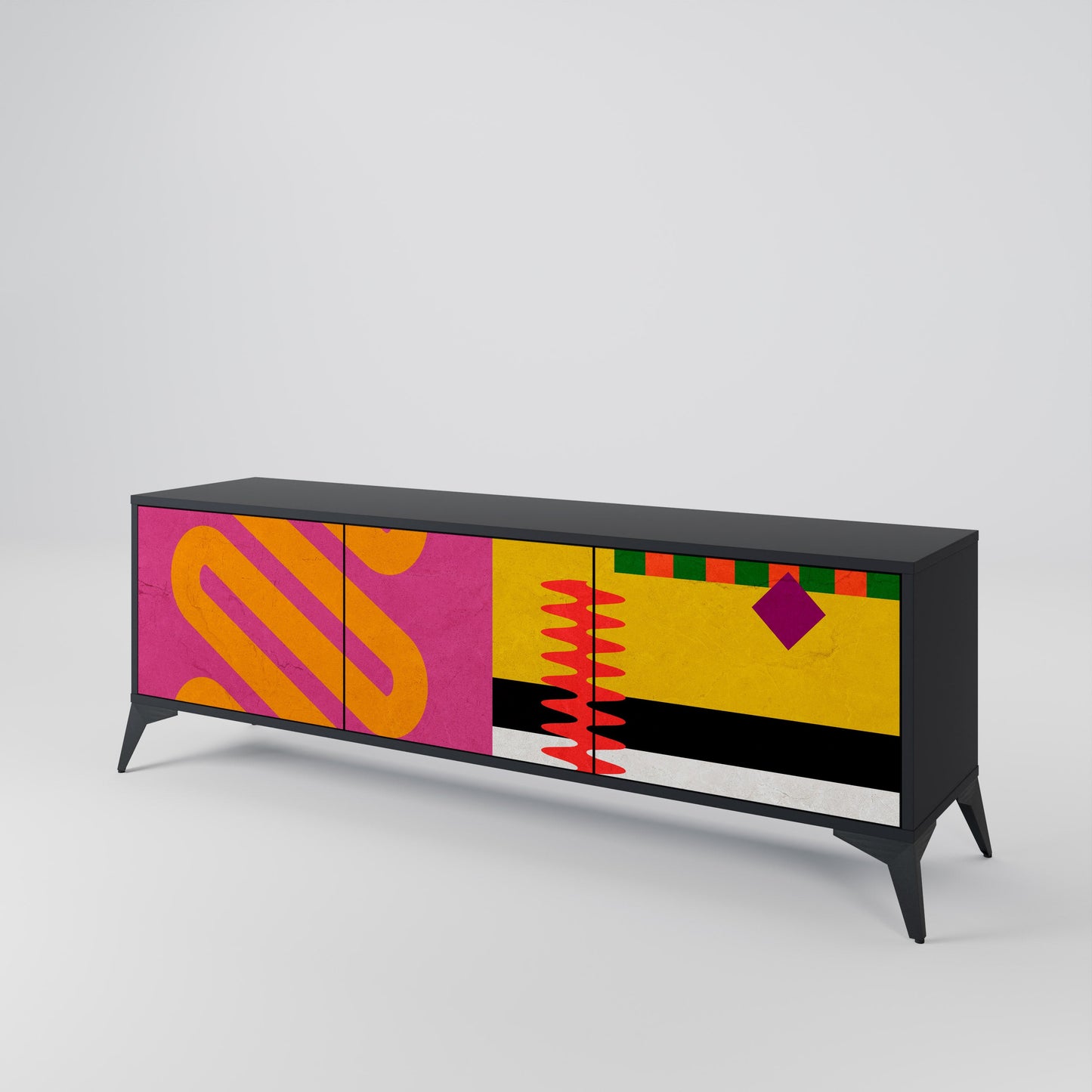 VIVID ART TV-bänk med 3 dörrar i svart finish