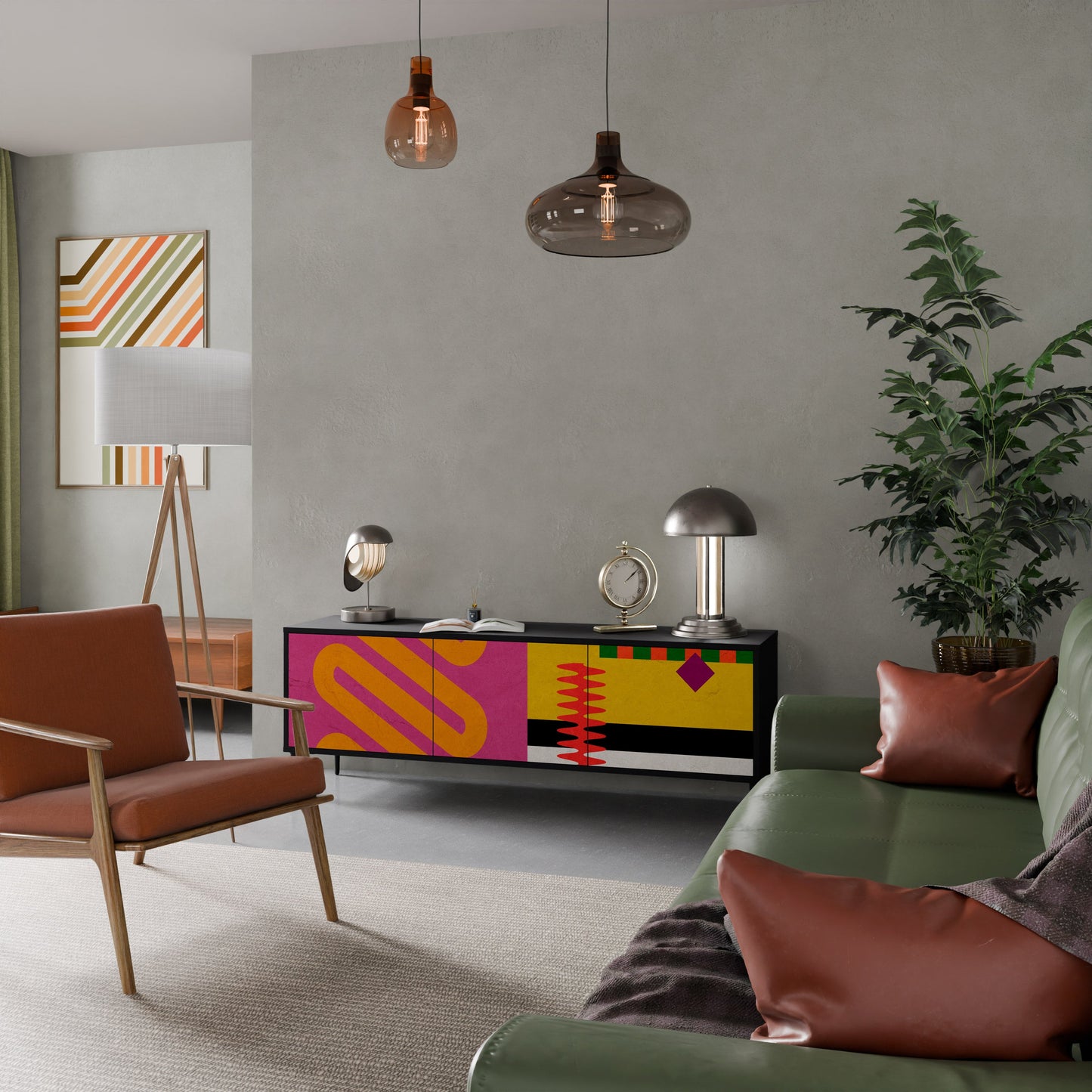 VIVID ART TV-bänk med 3 dörrar i svart finish