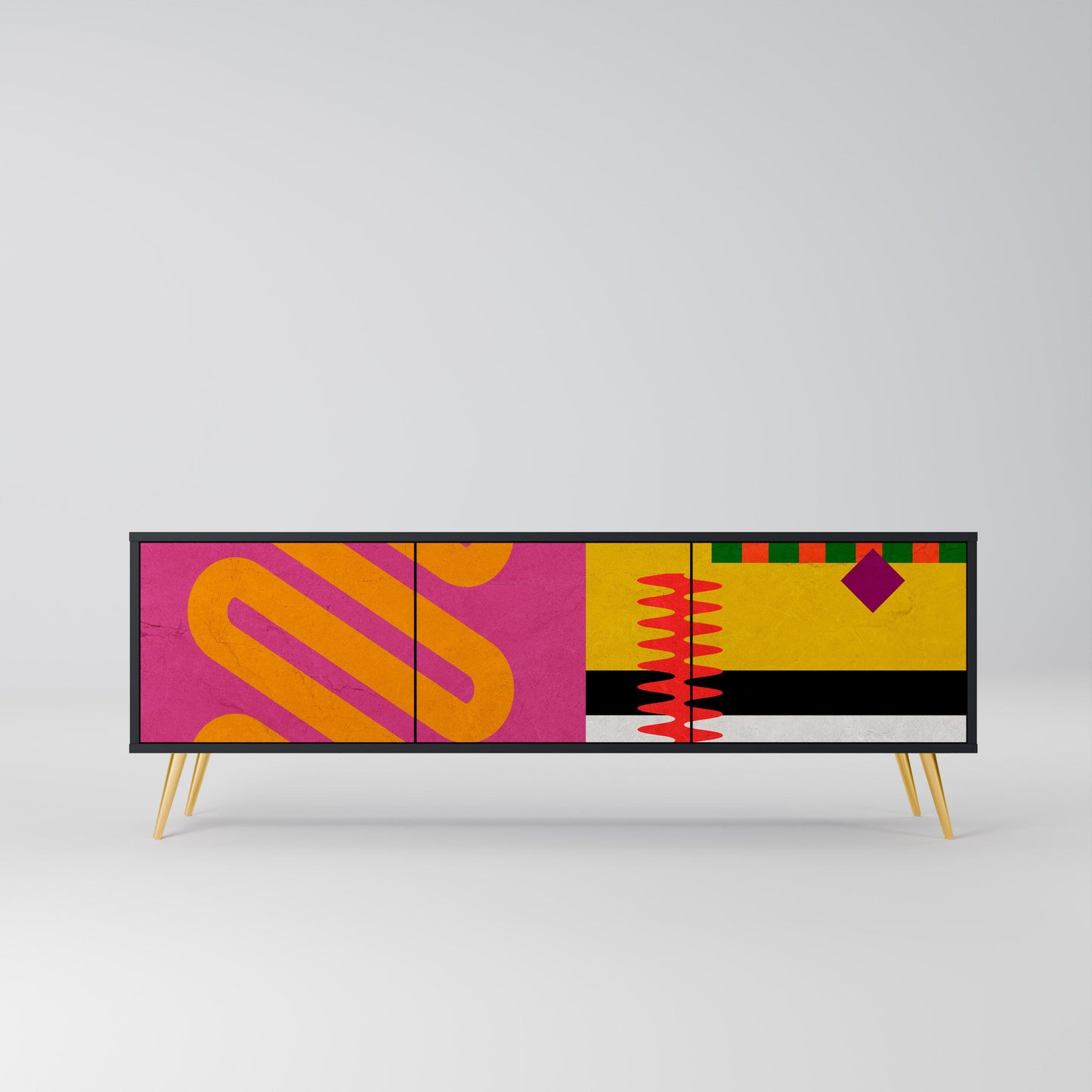 VIVID ART TV-bänk med 3 dörrar i svart finish