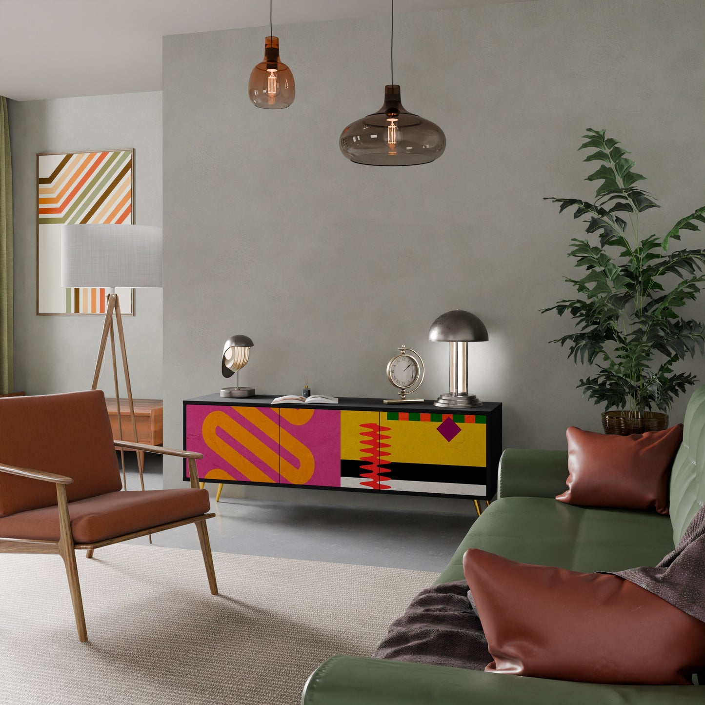 VIVID ART TV-bänk med 3 dörrar i svart finish