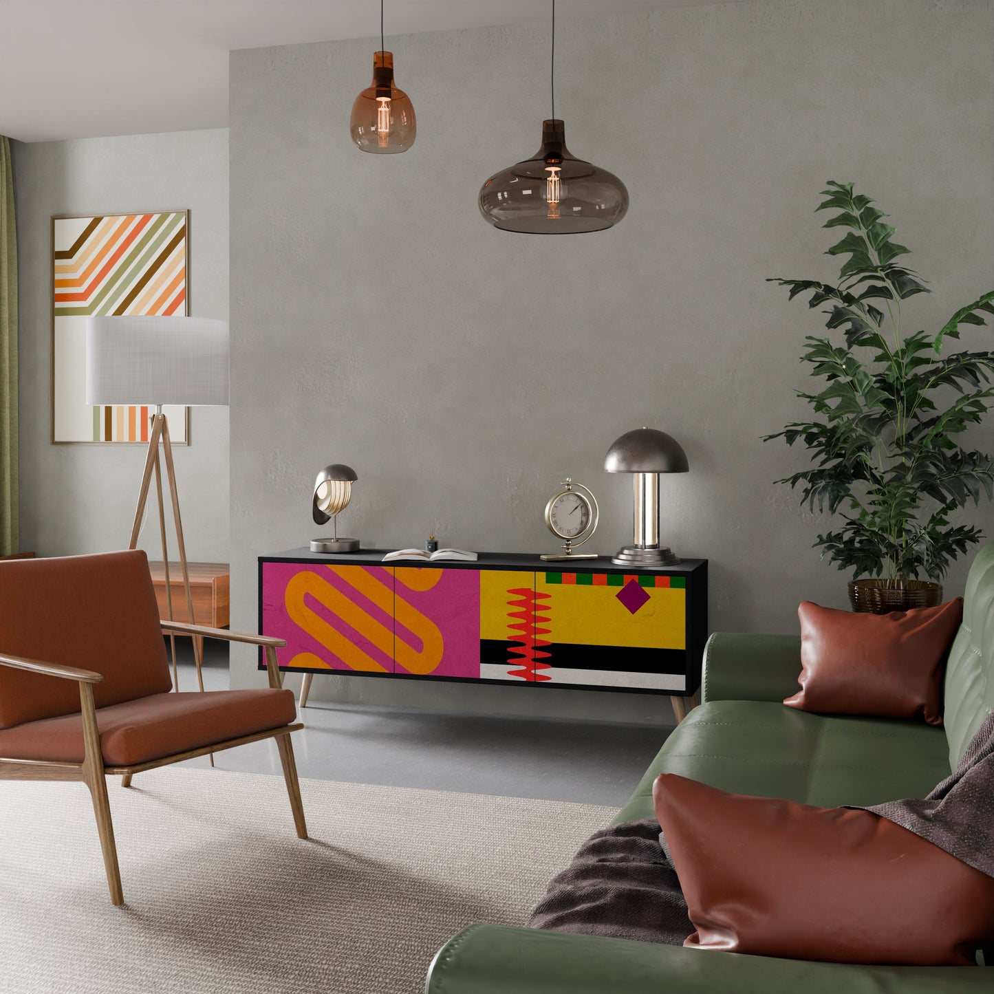 VIVID ART TV-bänk med 3 dörrar i svart finish