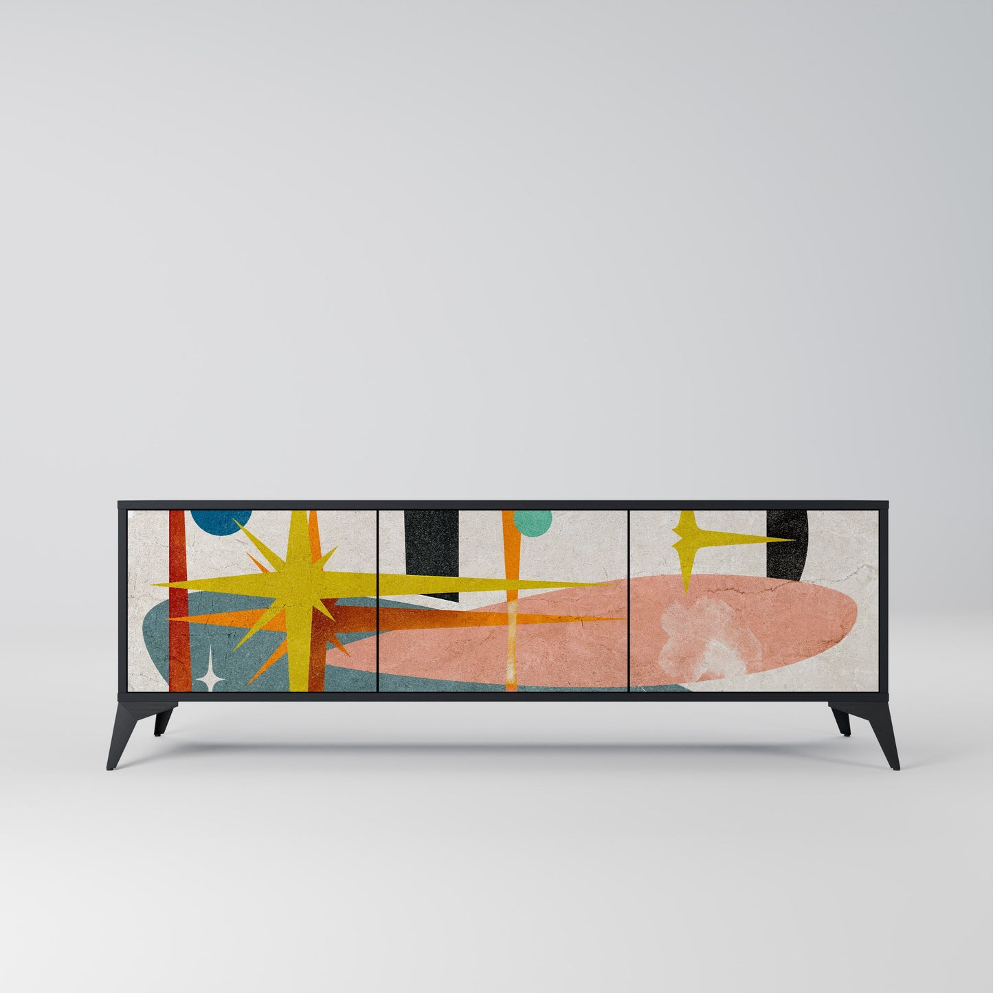 INTERSTELLAR VIBES 3-Door TV Stand in Black Finish