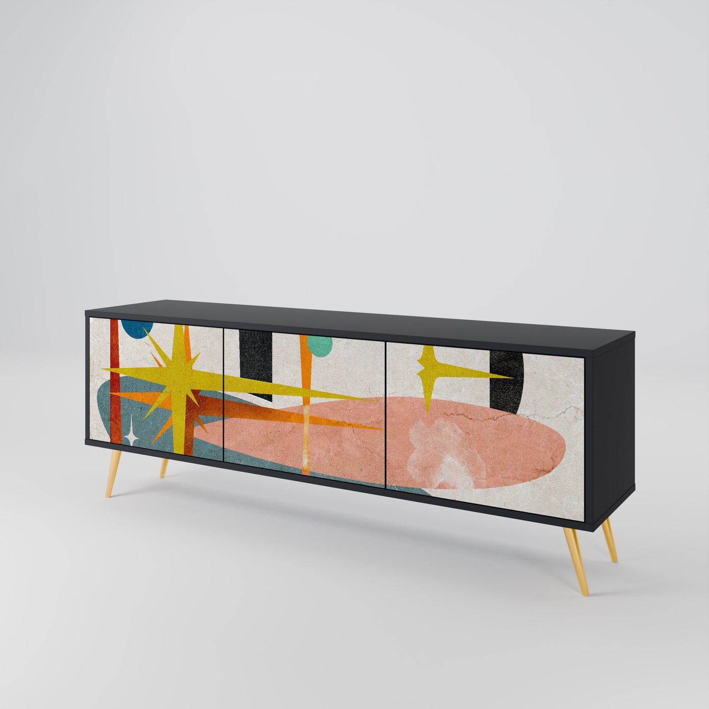 INTERSTELLAR VIBES 3-Door TV Stand in Black Finish