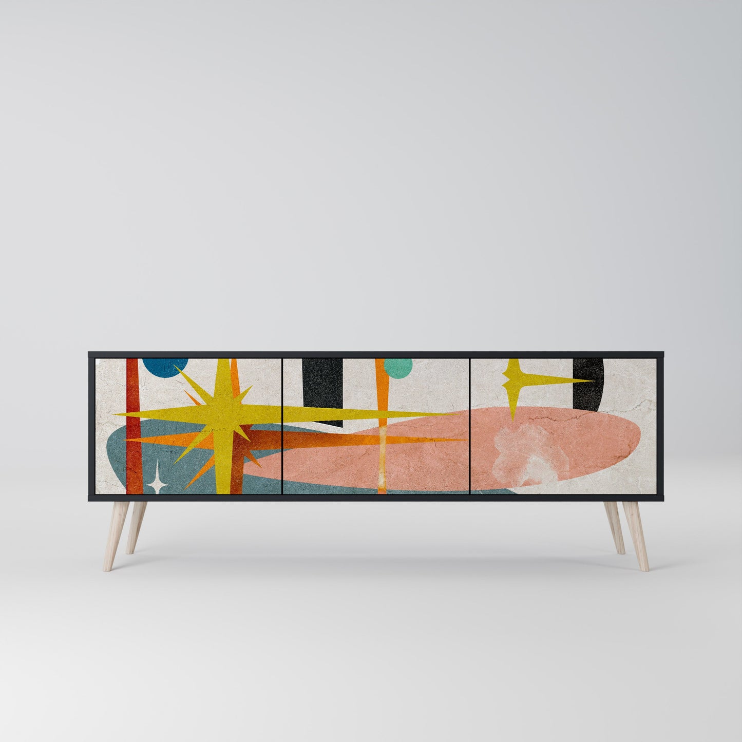 INTERSTELLAR VIBES 3-Door TV Stand in Black Finish