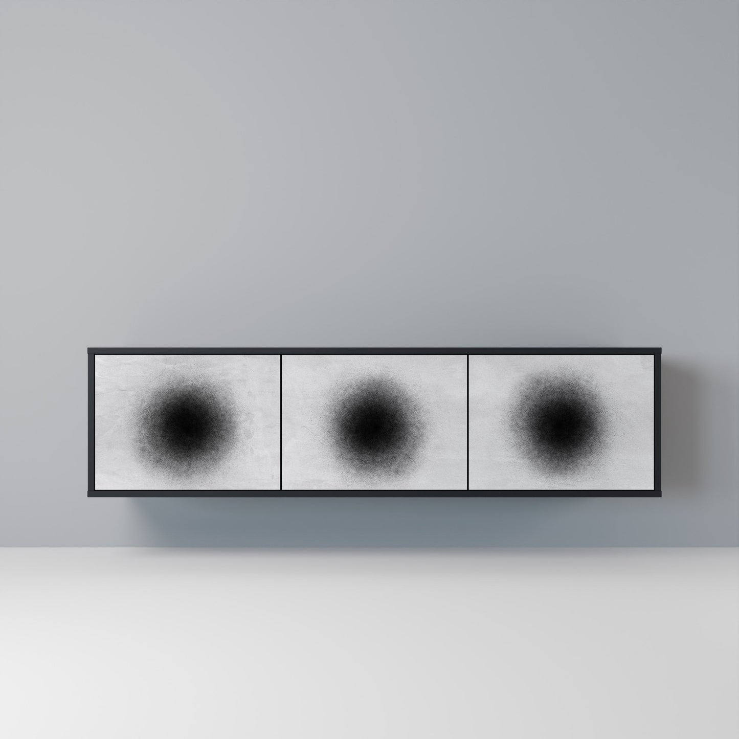 BLACK HOLE TV-bänk med 3 dörrar i svart finish
