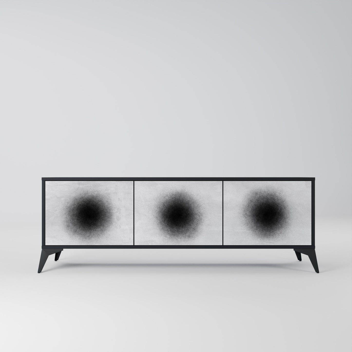 BLACK HOLE TV-bänk med 3 dörrar i svart finish