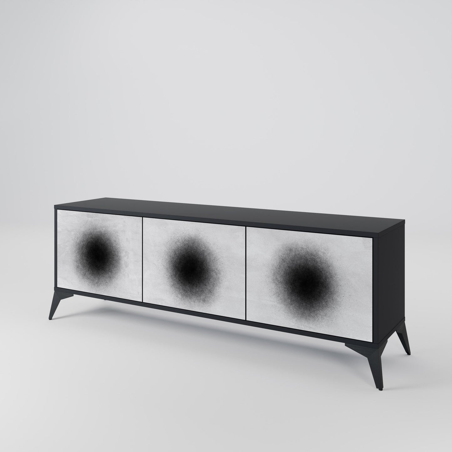 BLACK HOLE TV-bänk med 3 dörrar i svart finish