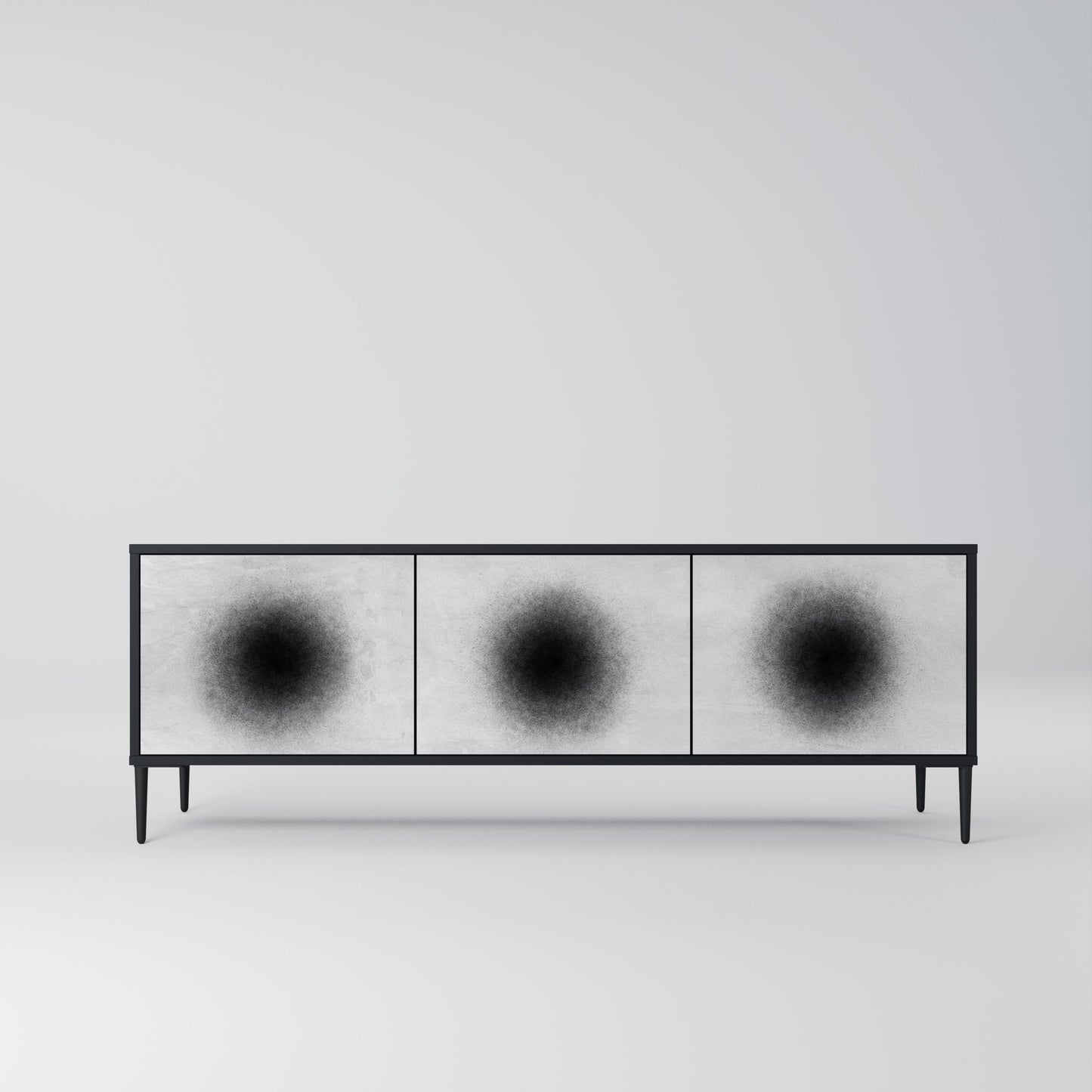 BLACK HOLE TV-bänk med 3 dörrar i svart finish