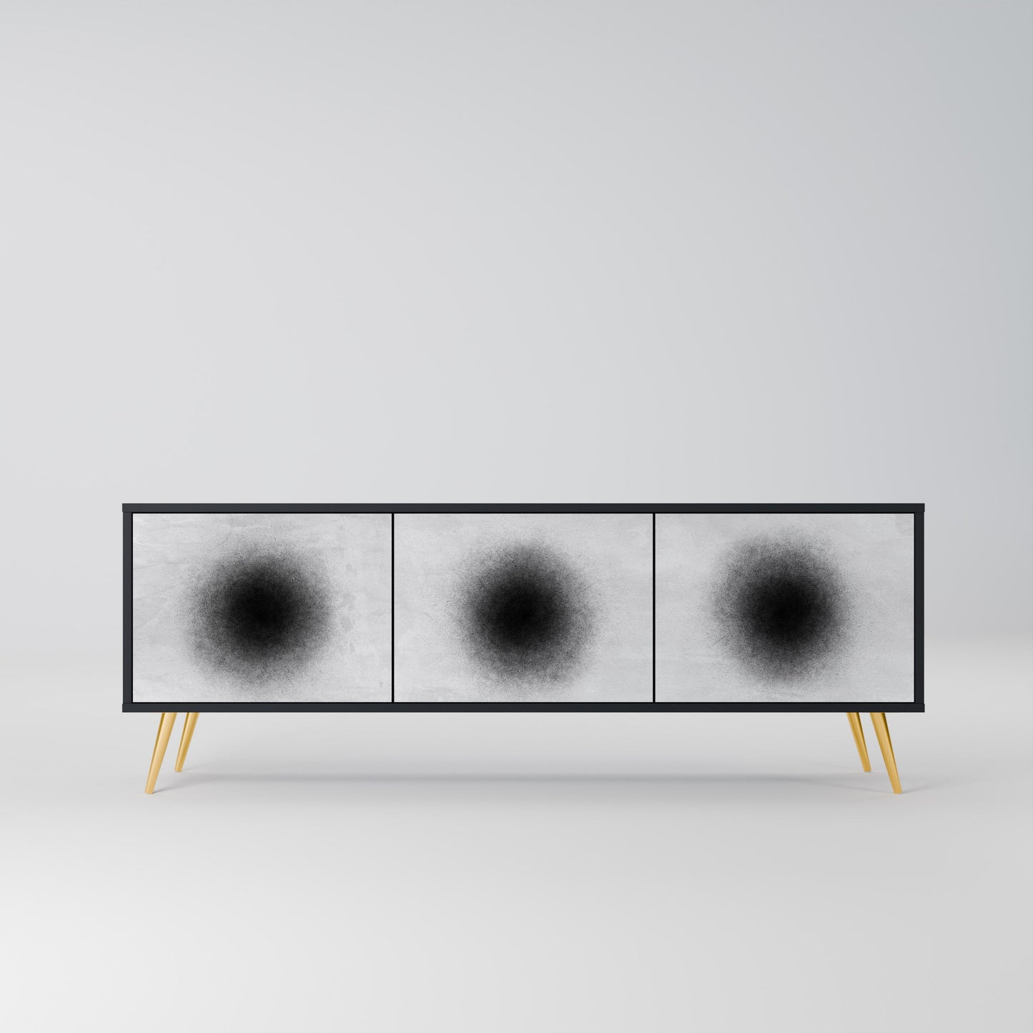 BLACK HOLE TV-bänk med 3 dörrar i svart finish