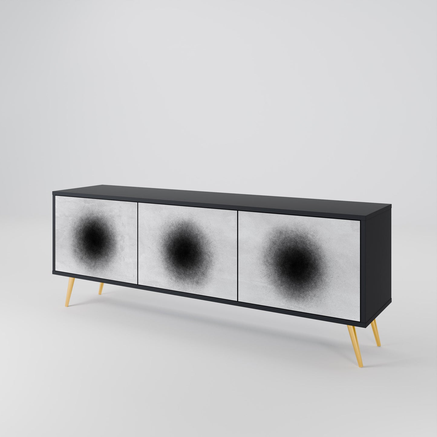 BLACK HOLE TV-bänk med 3 dörrar i svart finish
