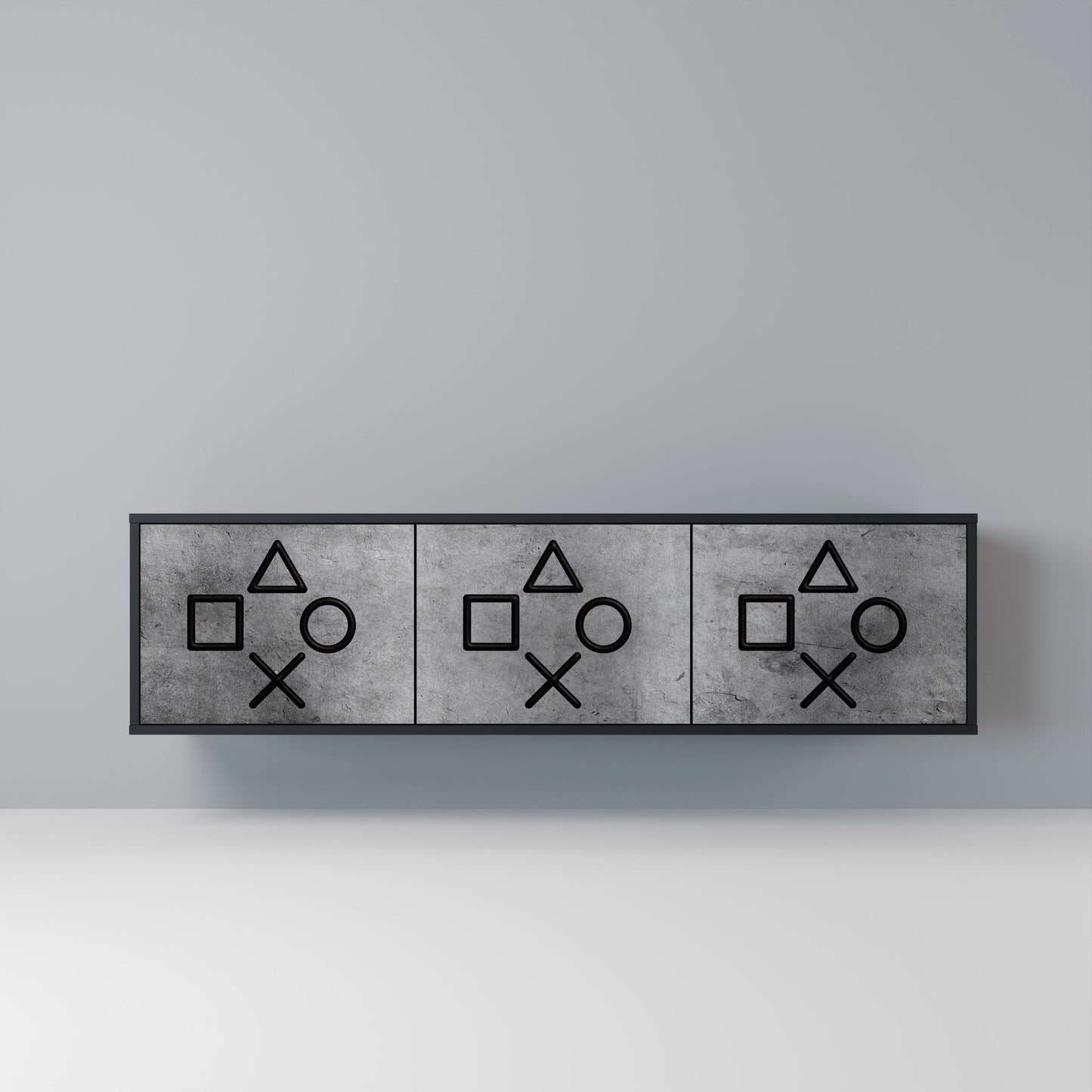 GAMER CHOICE 3-Door TV Stand in Black Finish
