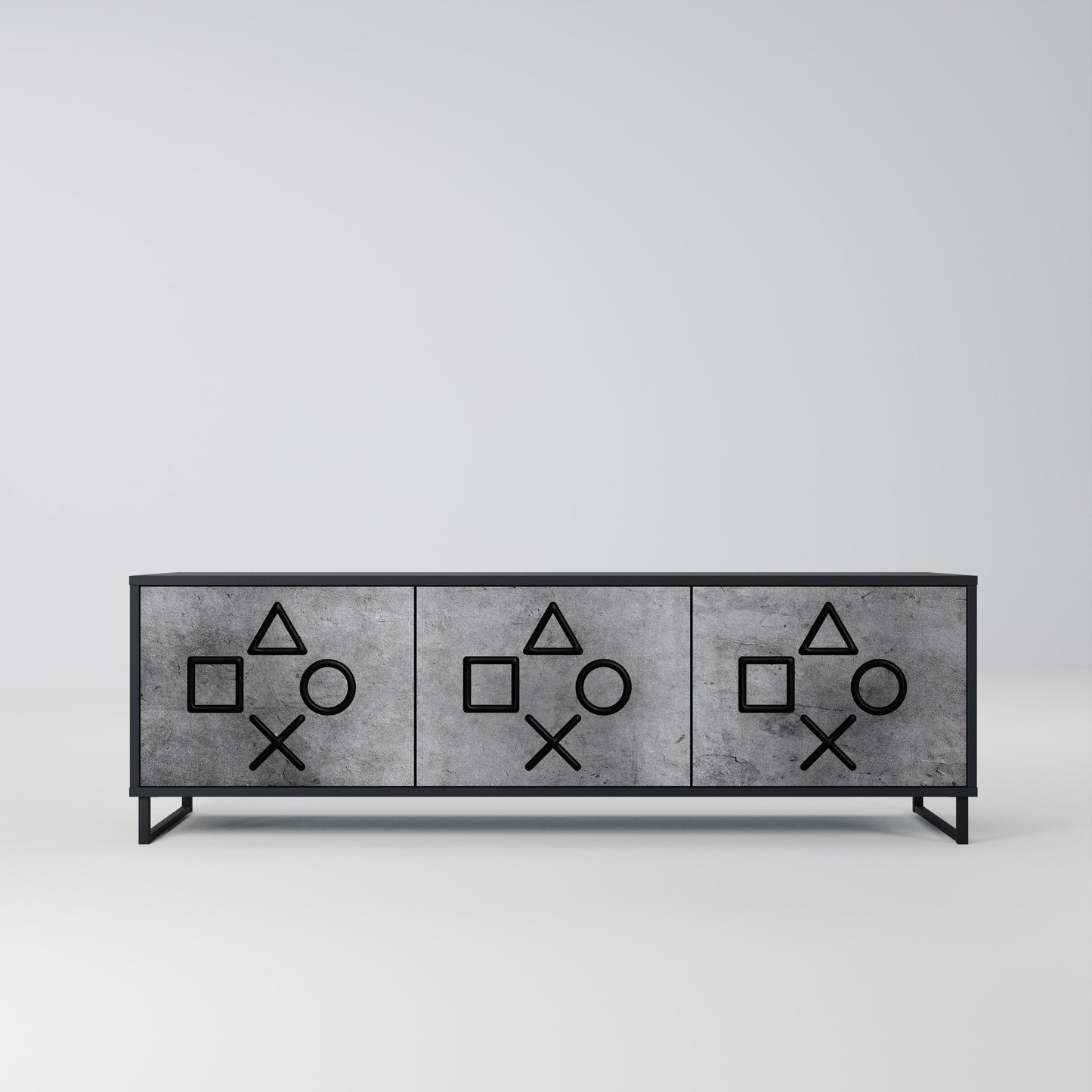 GAMER CHOICE 3-Door TV Stand in Black Finish
