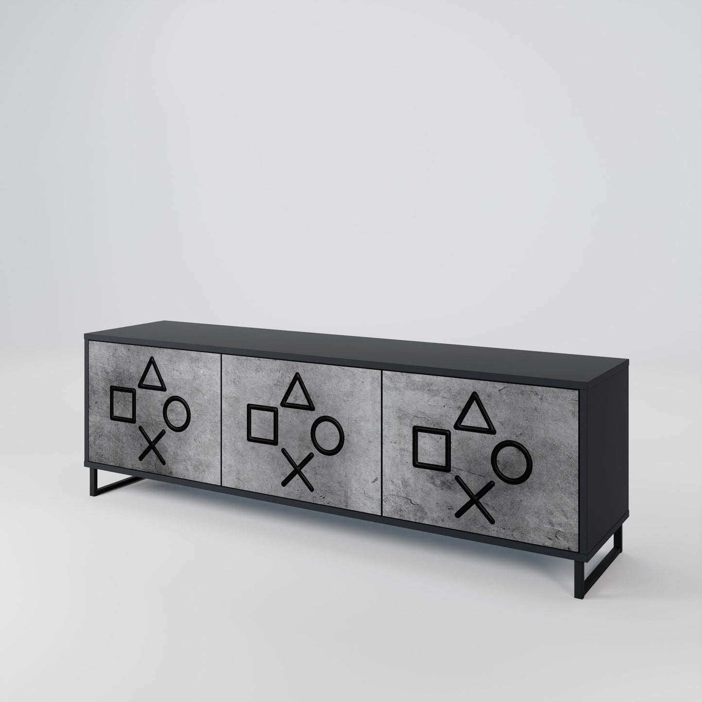 GAMER CHOICE 3-Door TV Stand in Black Finish