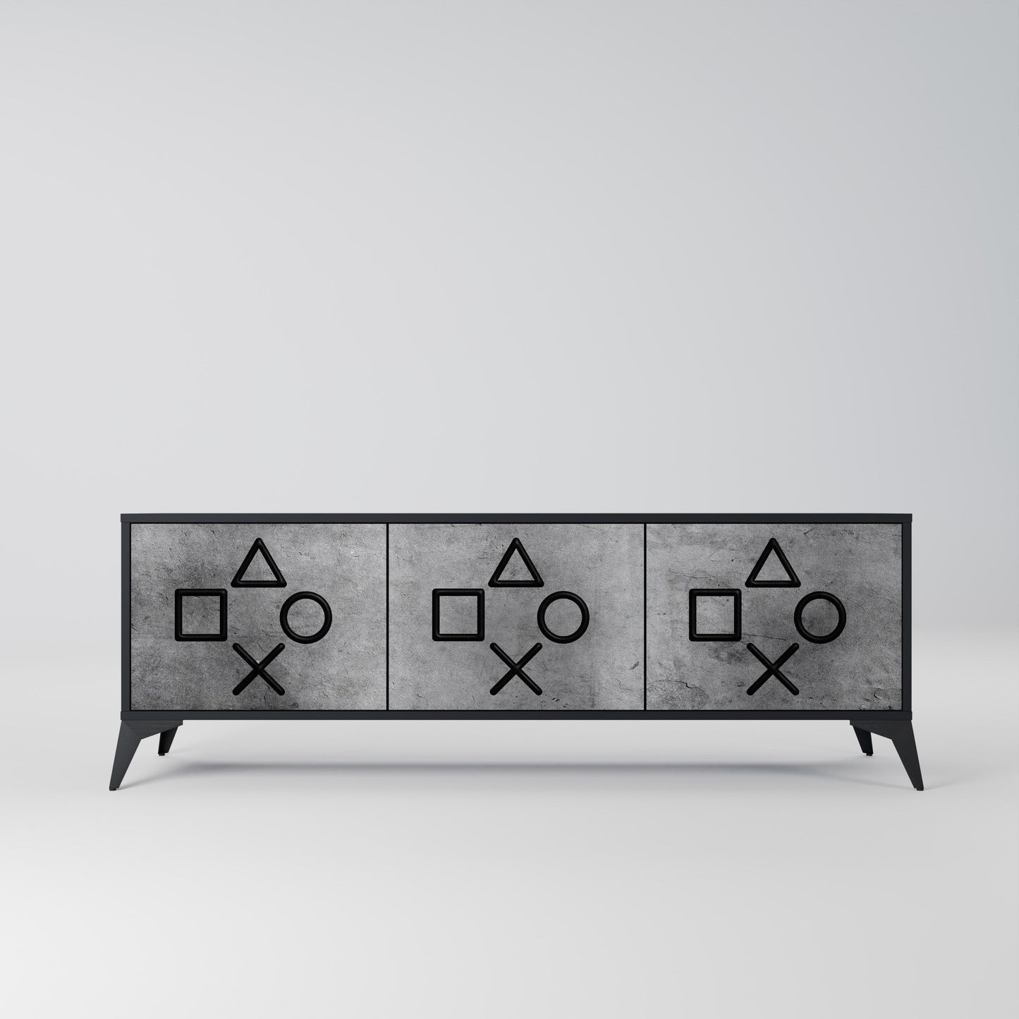 GAMER CHOICE 3-Door TV Stand in Black Finish