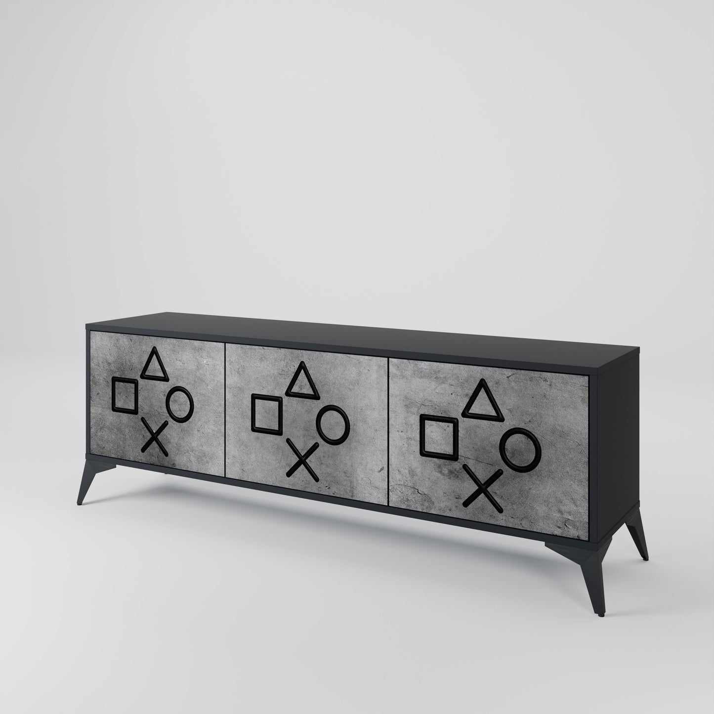 GAMER CHOICE 3-Door TV Stand in Black Finish
