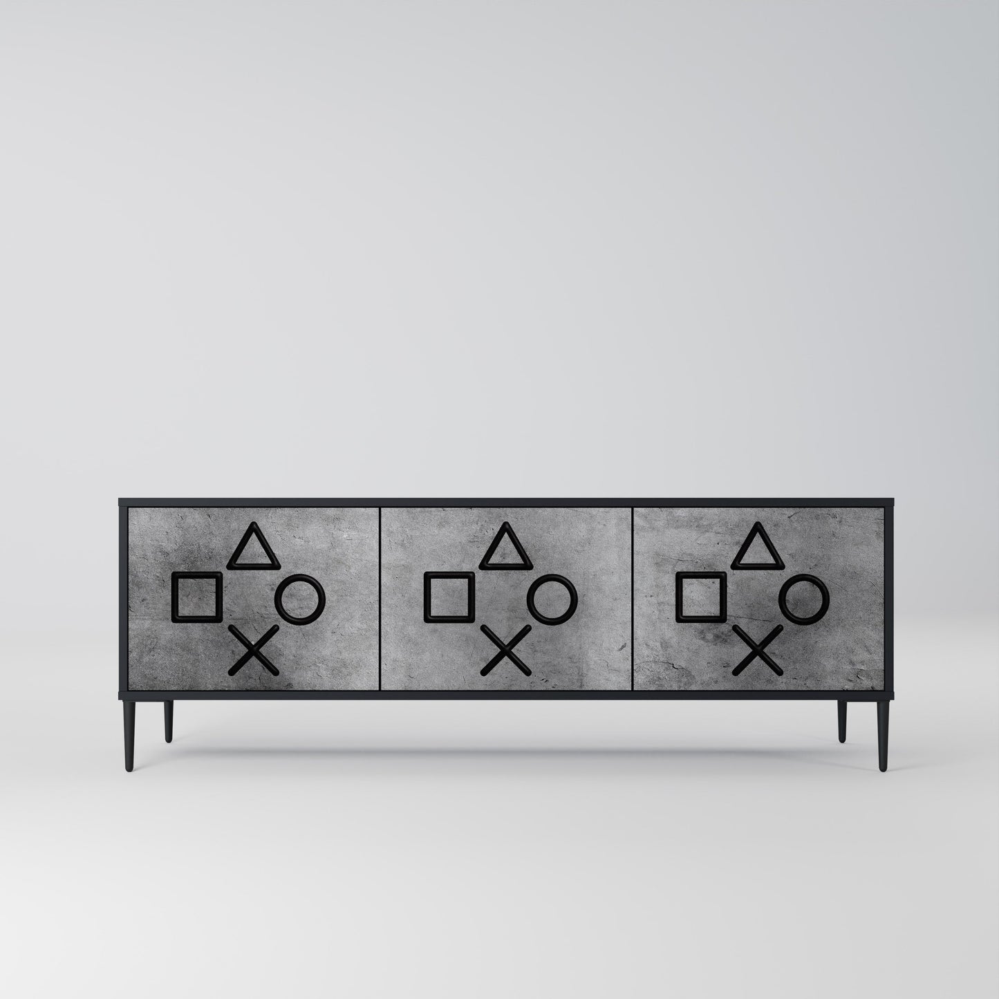 GAMER CHOICE 3-Door TV Stand in Black Finish