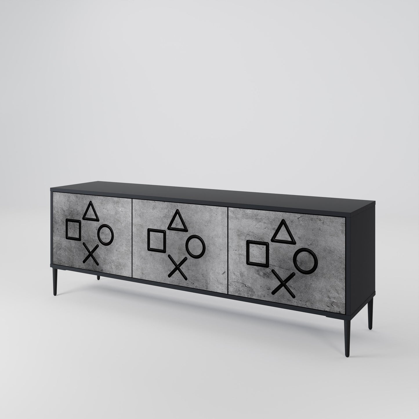 GAMER CHOICE 3-Door TV Stand in Black Finish