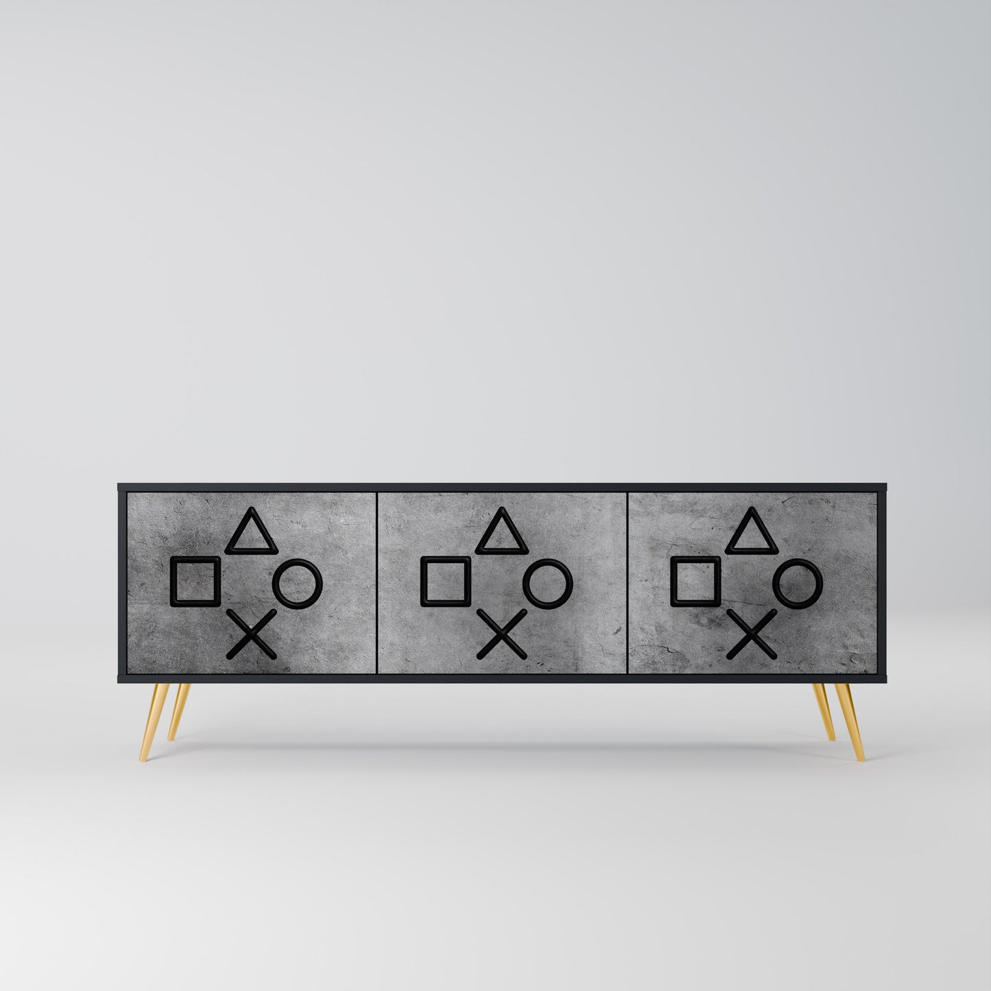 GAMER CHOICE 3-Door TV Stand in Black Finish