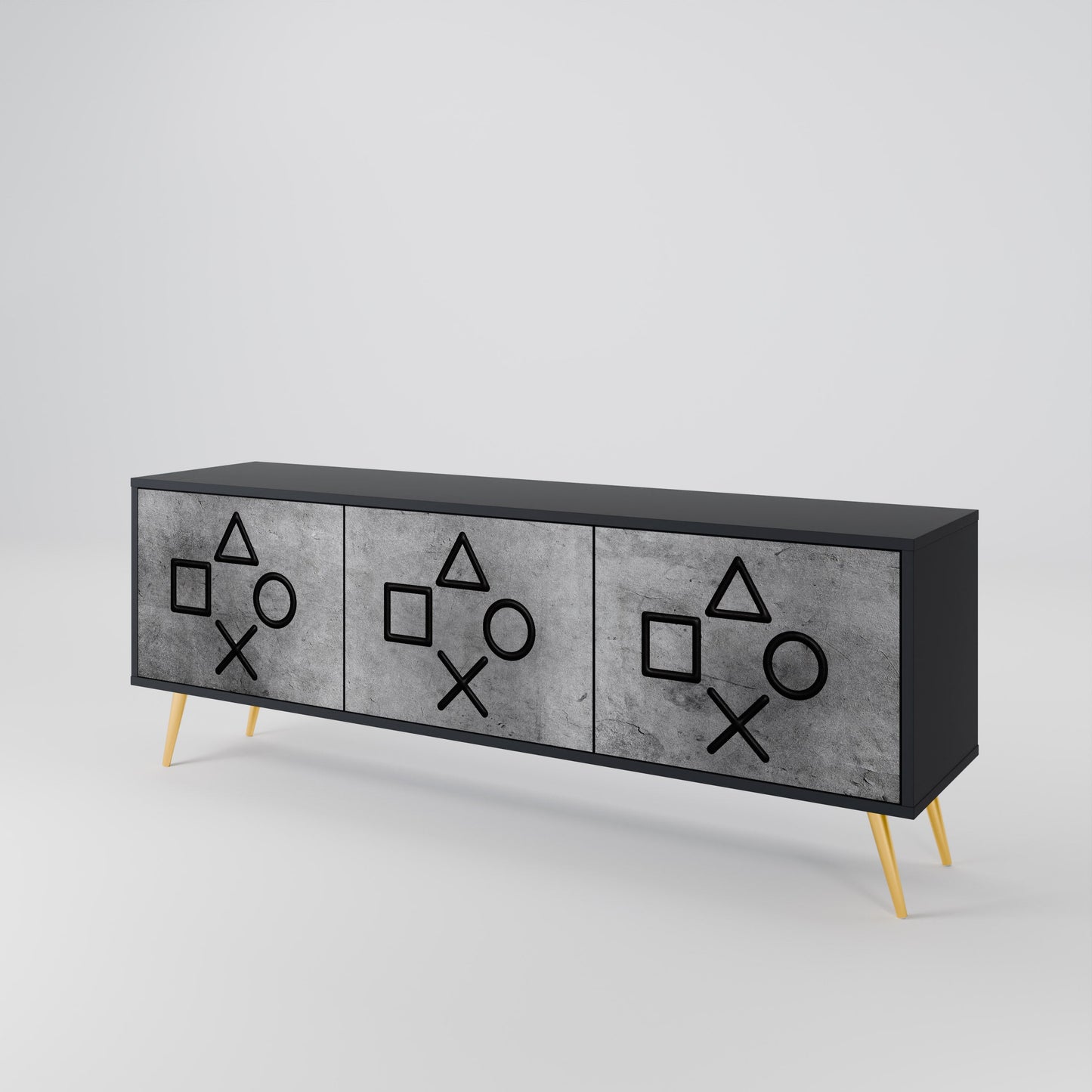 GAMER CHOICE 3-Door TV Stand in Black Finish