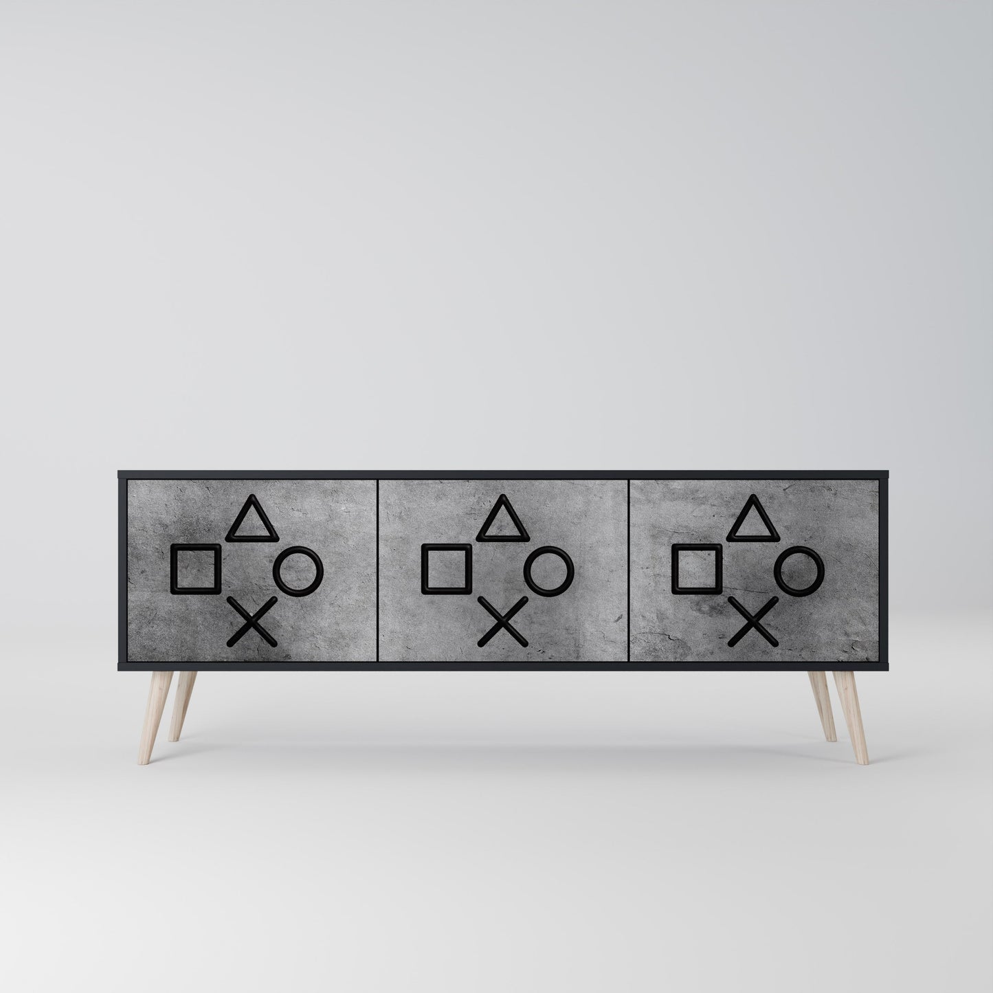 GAMER CHOICE 3-Door TV Stand in Black Finish
