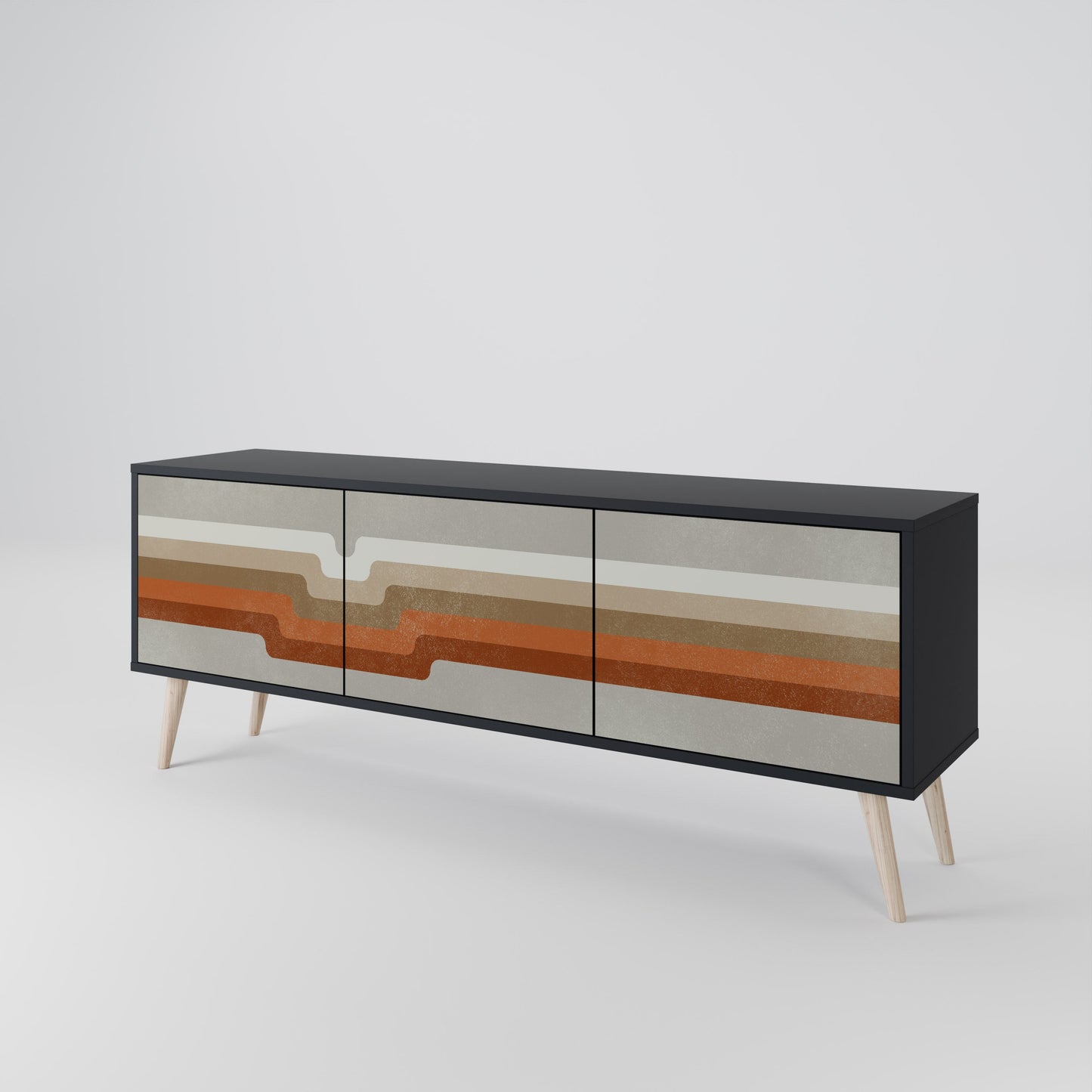 PECULIAR TRAIL 3-Door TV Stand in Black Finish