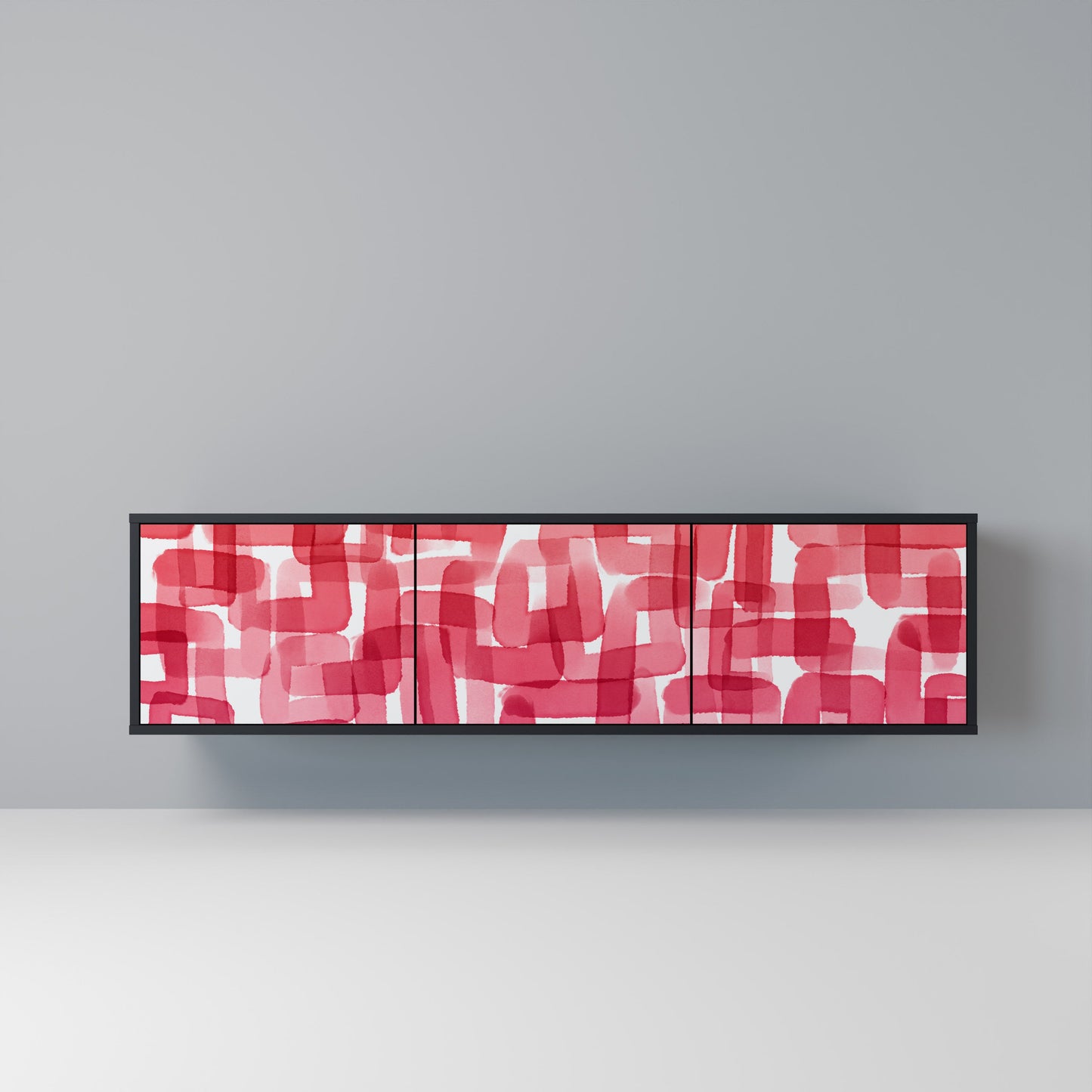 KALEIDOSCOPIC CUBISM 3-Door TV Stand in Black Finish