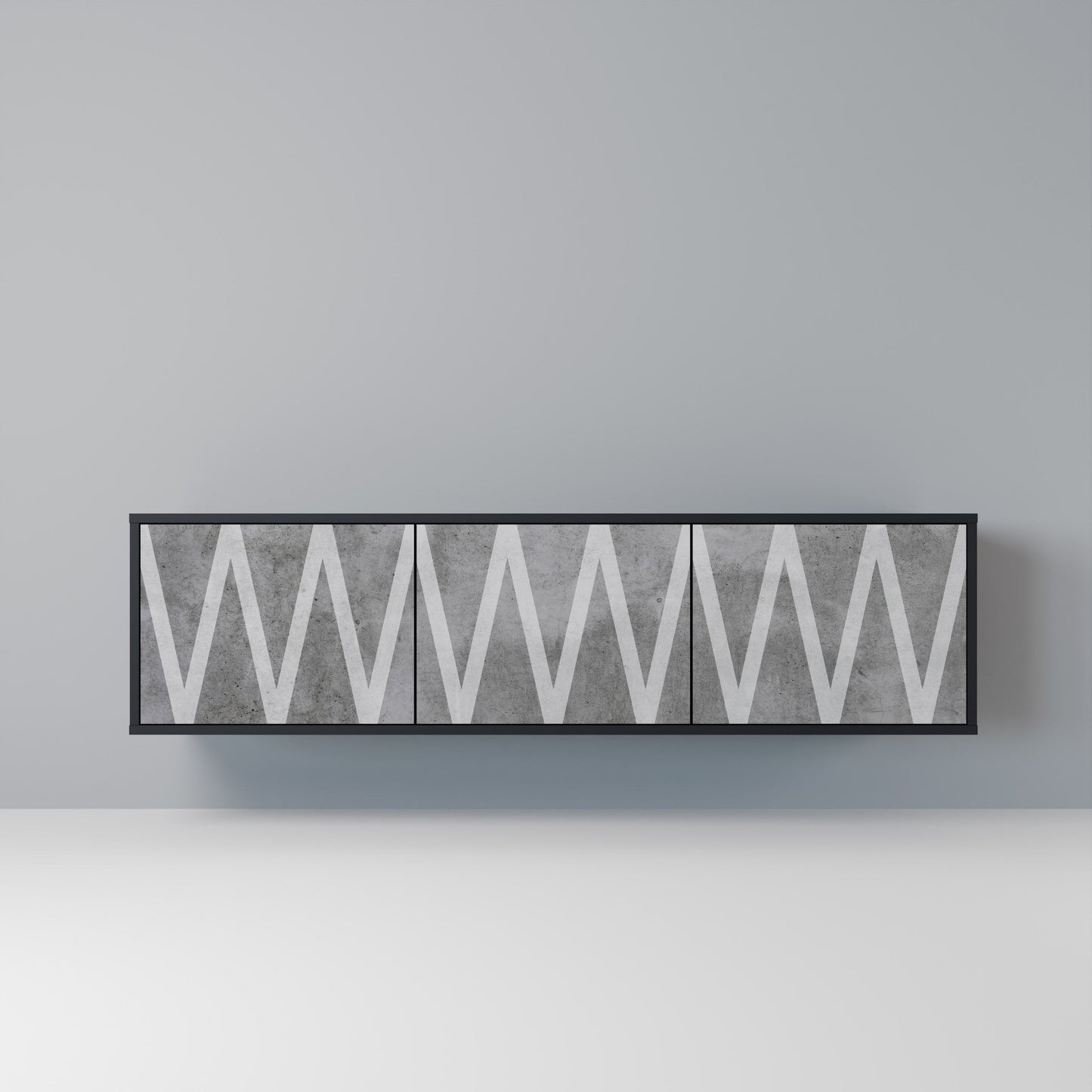 SOLID ZIG ZAG 3-dörrars TV-bänk i svart finish