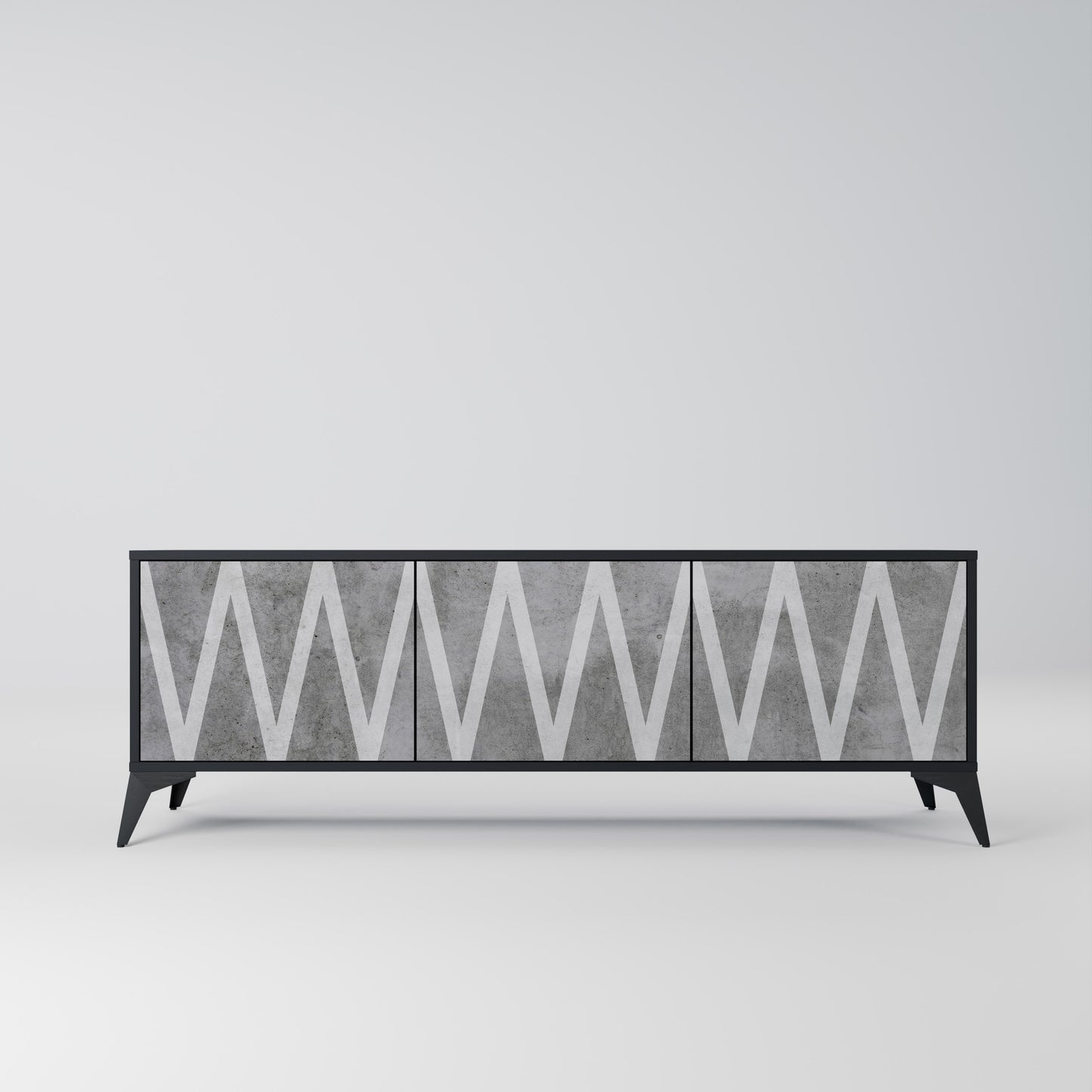 SOLID ZIG ZAG 3-dörrars TV-bänk i svart finish