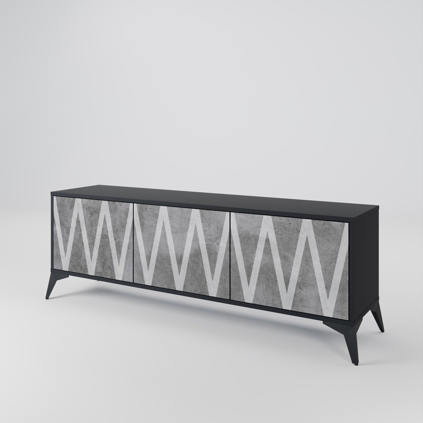 SOLID ZIG ZAG 3-dörrars TV-bänk i svart finish