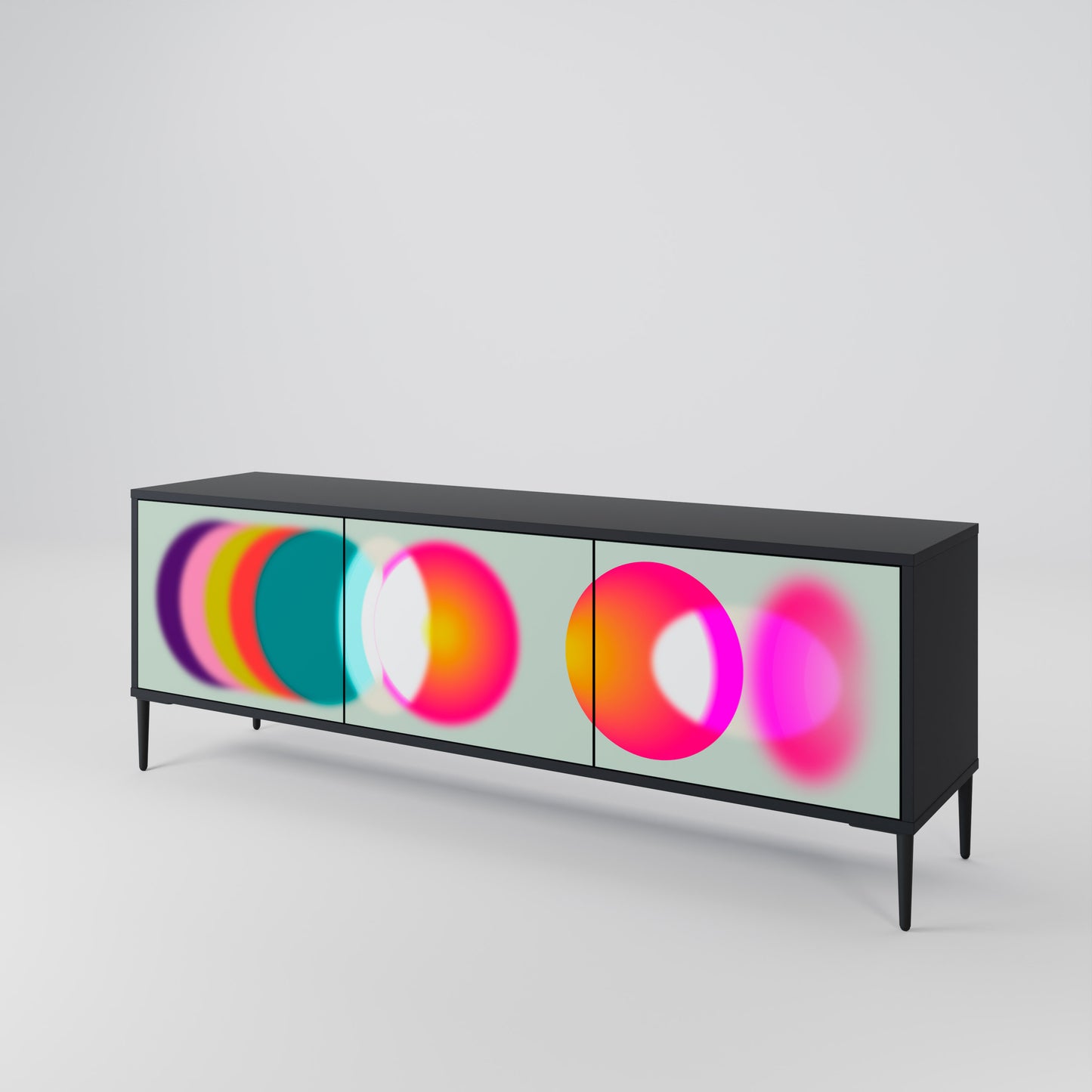 SYMPHONY OF COLORS 3-Door TV Stand in Black Finish