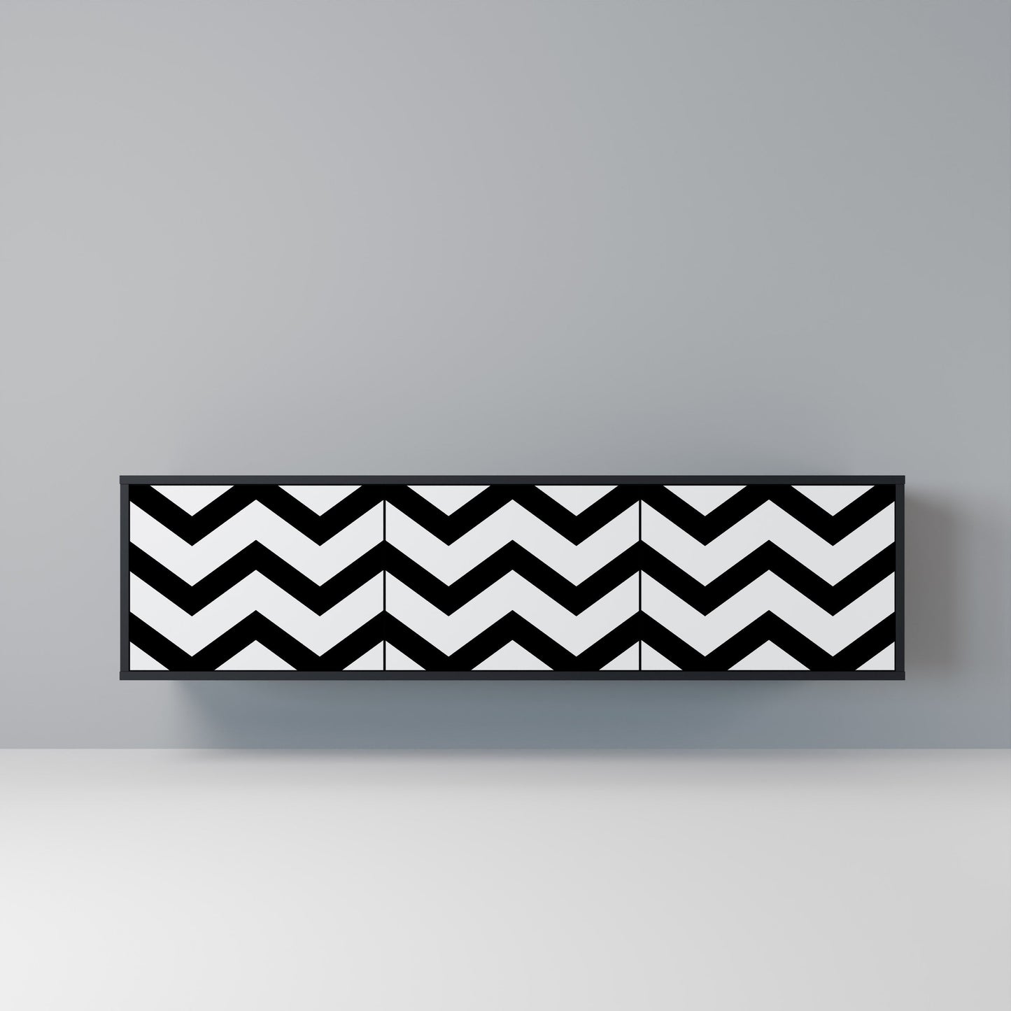 CLASSIC ZIG ZAG 3-dörrars TV-bänk i svart finish