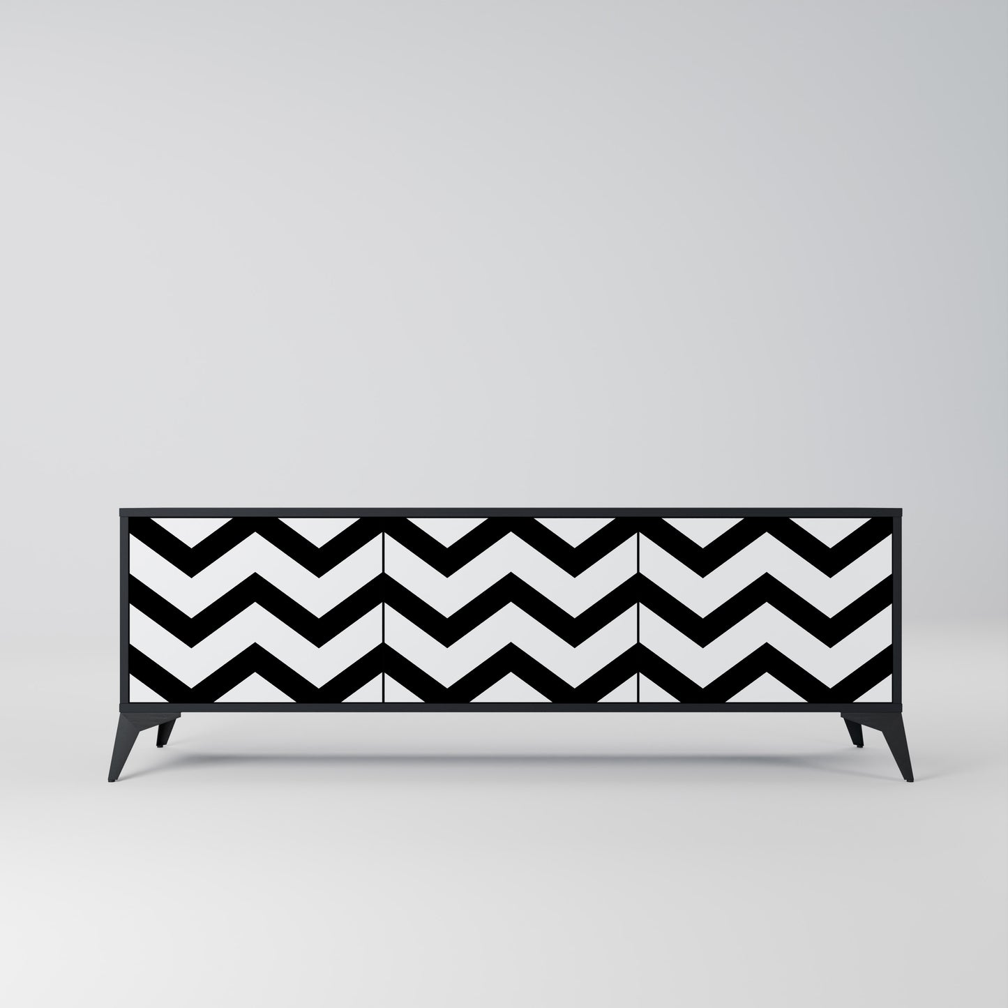 CLASSIC ZIG ZAG 3-dörrars TV-bänk i svart finish