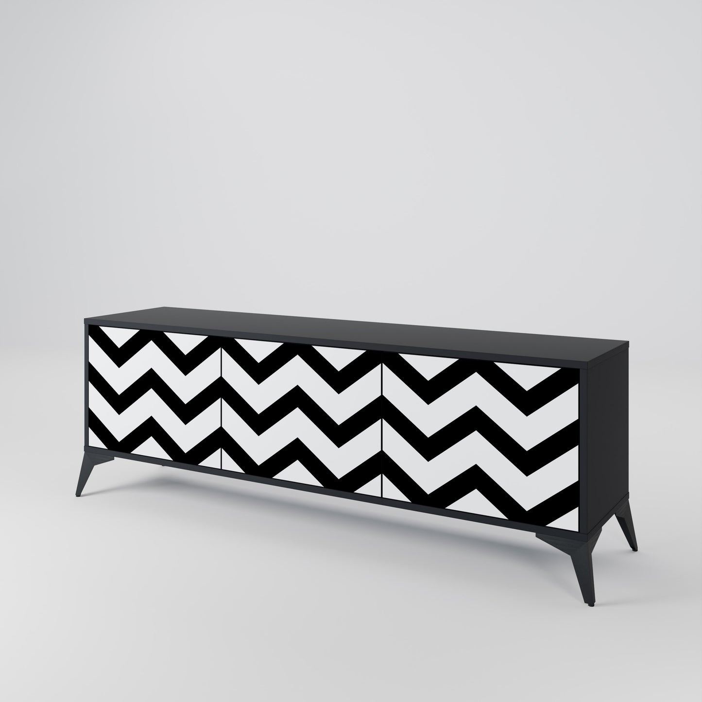 CLASSIC ZIG ZAG 3-dörrars TV-bänk i svart finish