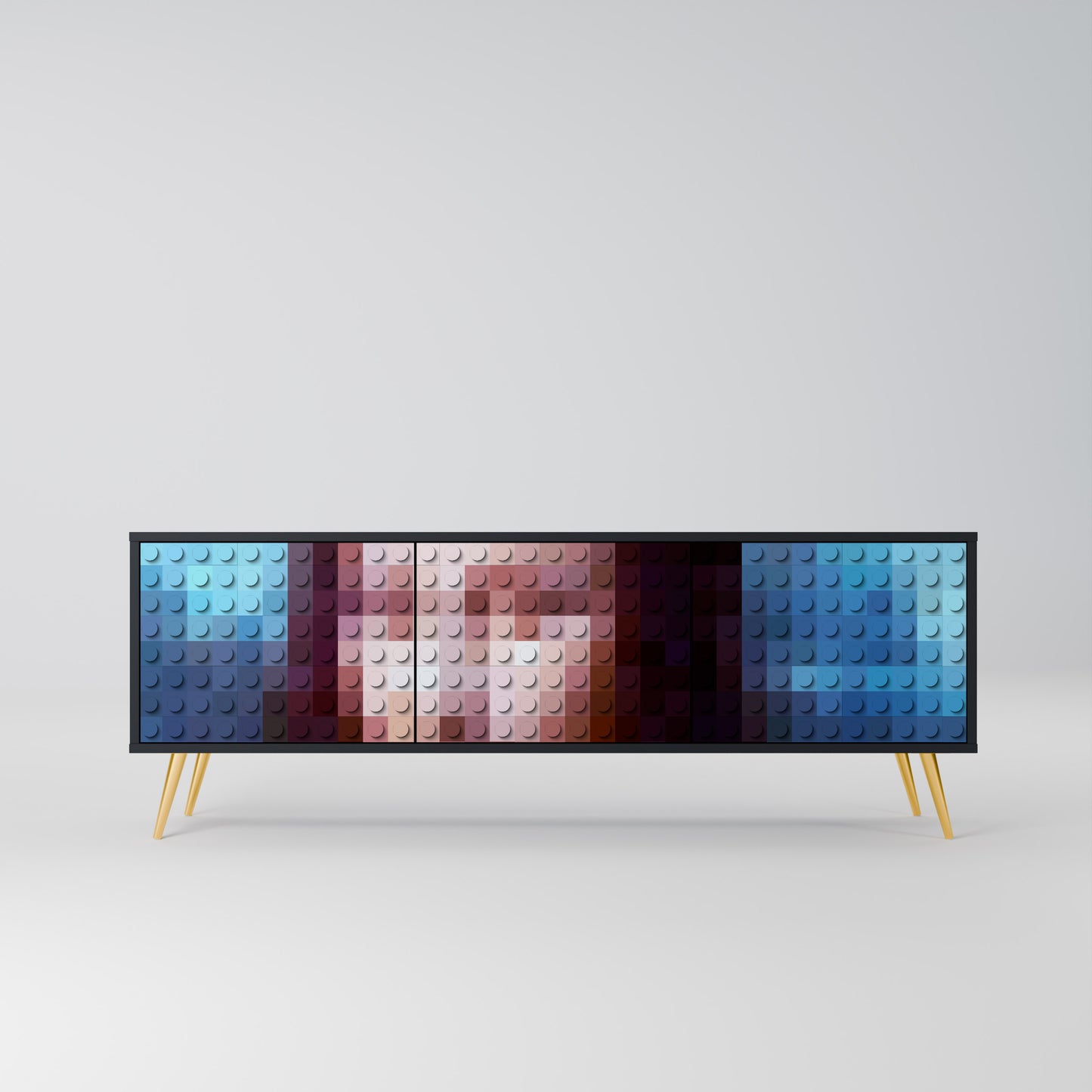 CONSTRUCTIVE ART 3-dörrars TV-bänk i svart finish
