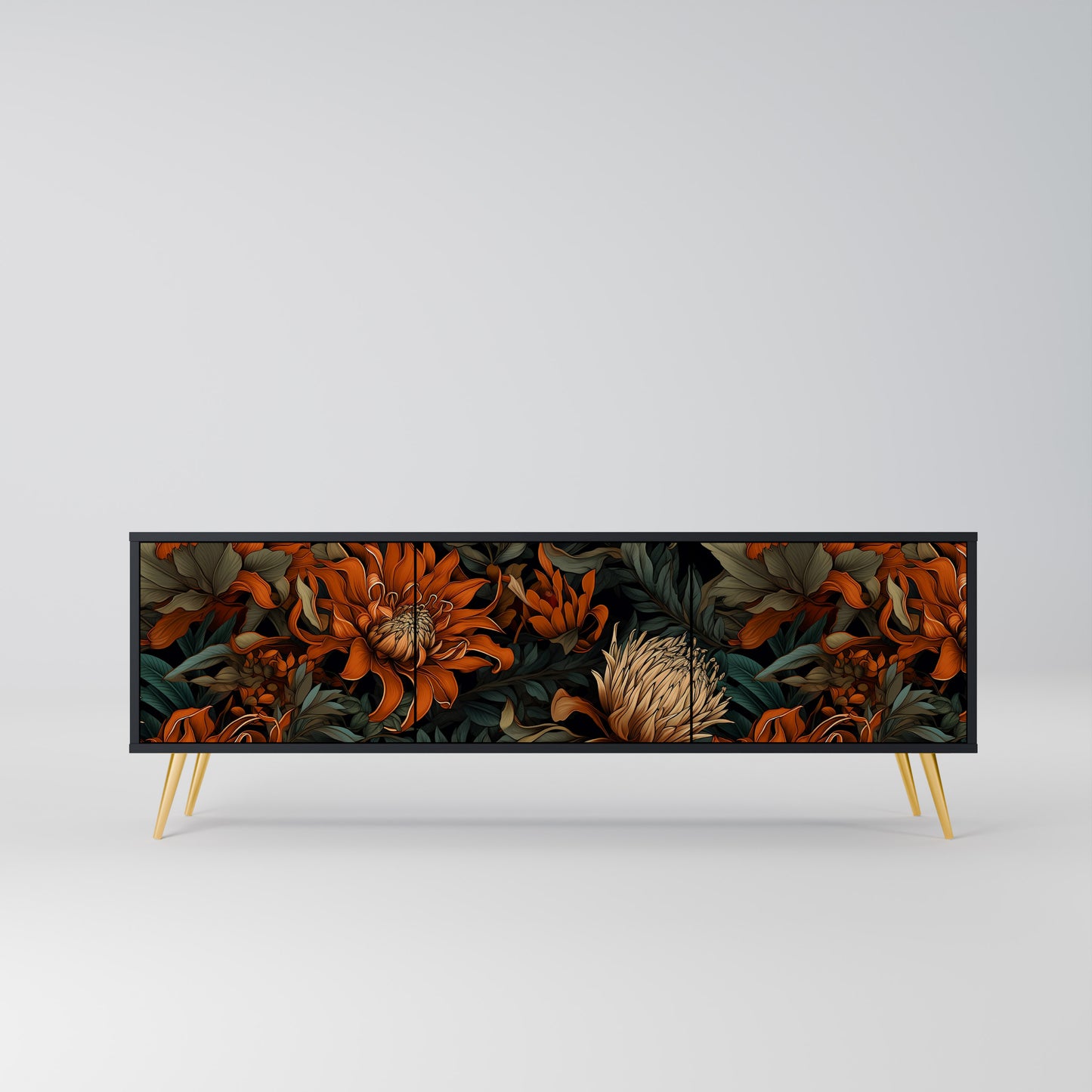 DAWN BLOOM 3-dörrars TV-bänk i svart finish