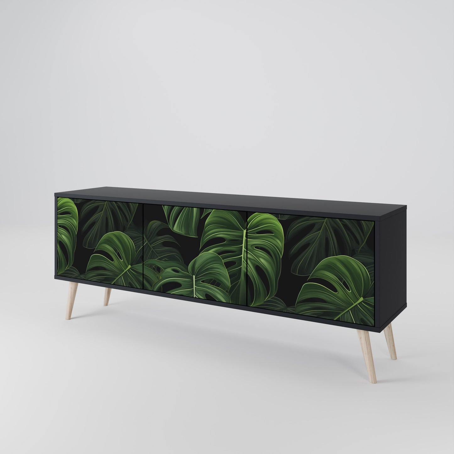 INFINITE MONSTERA 3-dörrars TV-bänk i svart finish