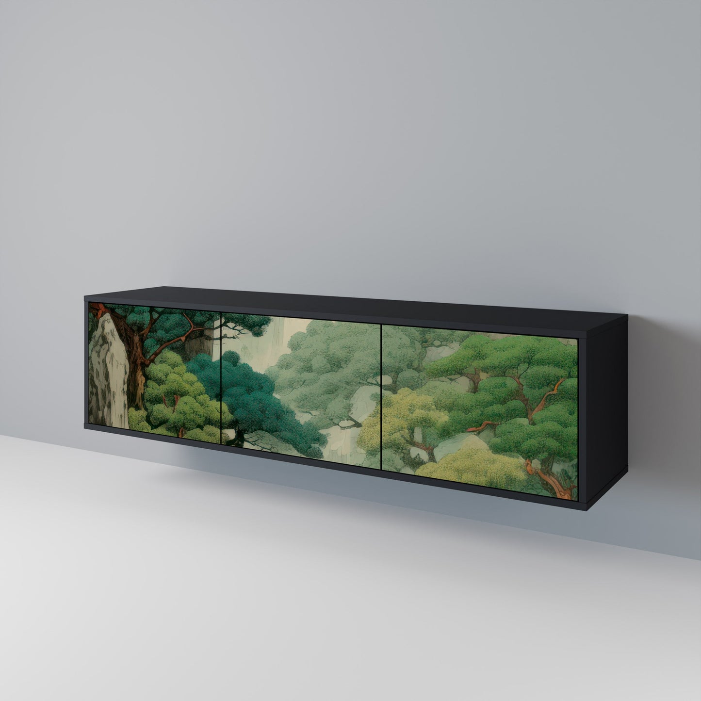 VERDURE ABYSS 3-dörrars TV-bänk i svart finish