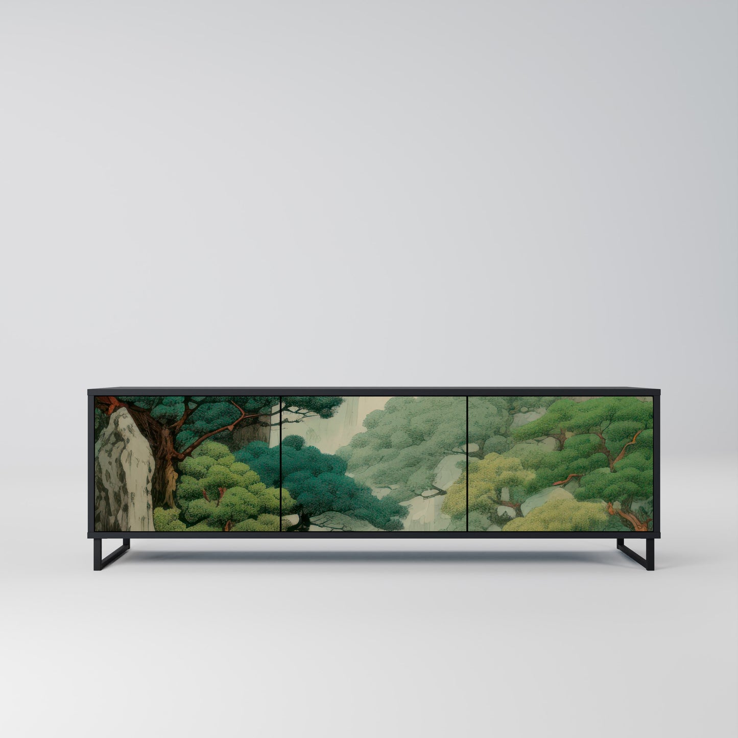 VERDURE ABYSS 3-dörrars TV-bänk i svart finish