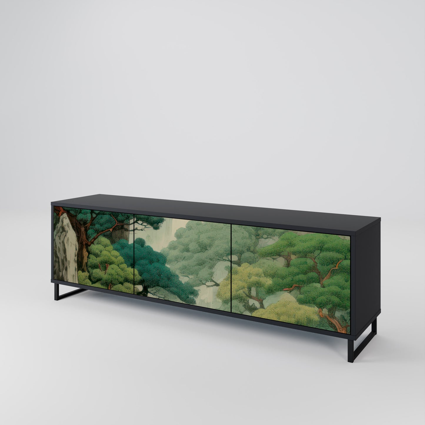 VERDURE ABYSS 3-dörrars TV-bänk i svart finish